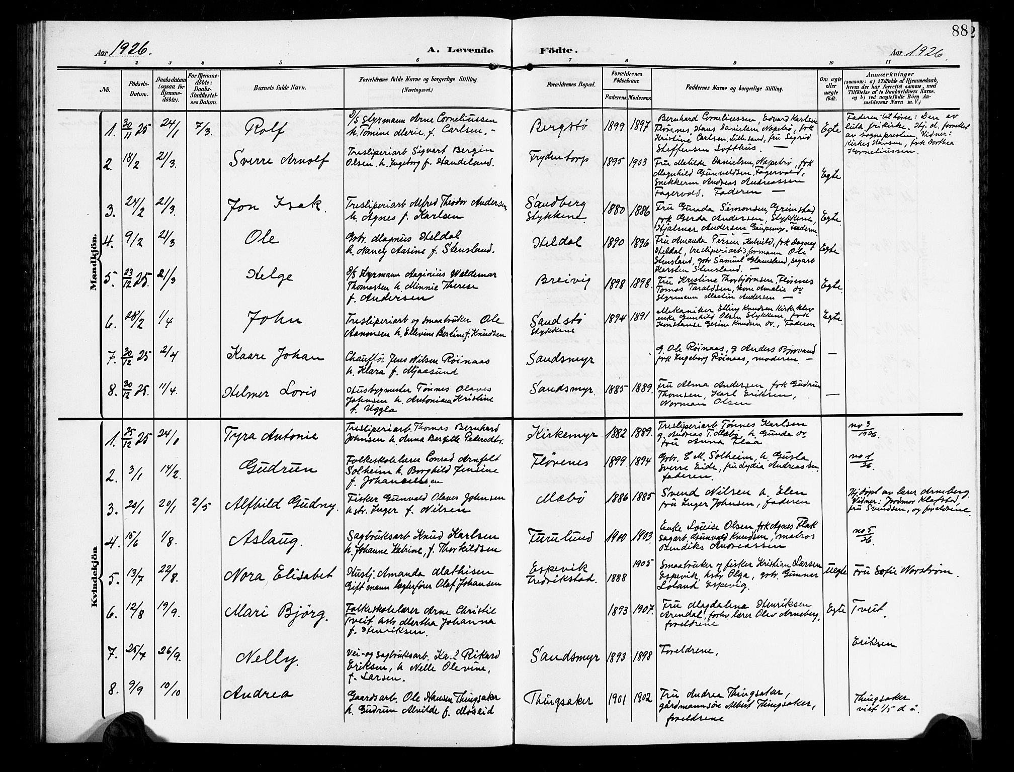 Vestre Moland sokneprestkontor, AV/SAK-1111-0046/F/Fb/Fbb/L0007: Parish register (copy) no. B 7, 1906-1929, p. 88