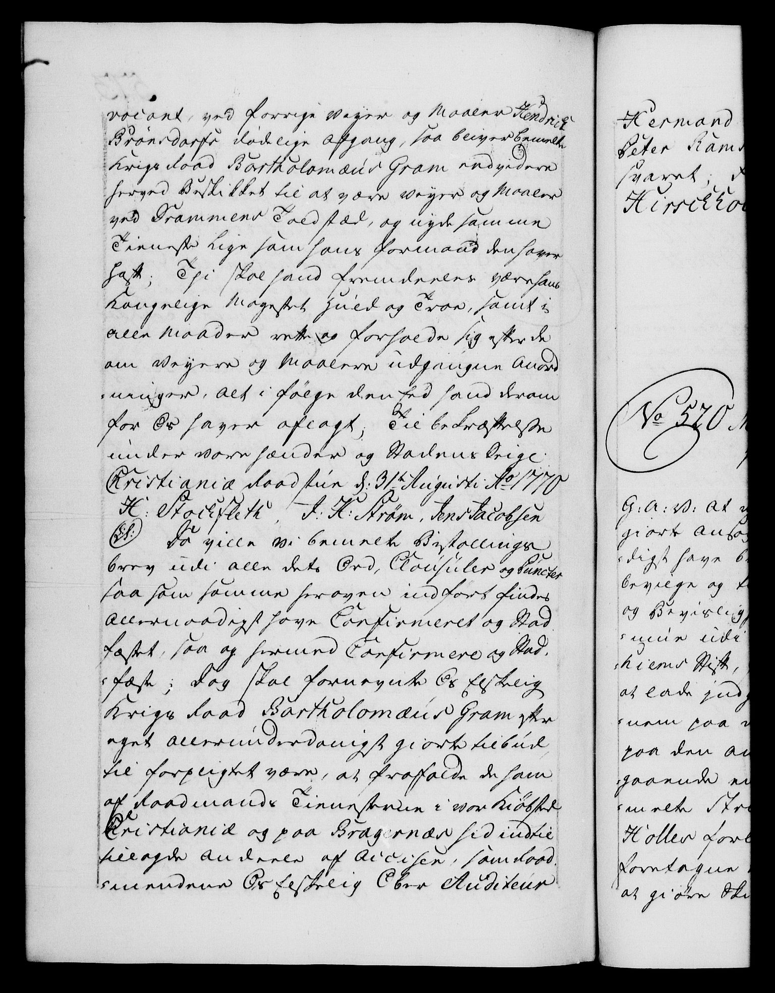 Danske Kanselli 1572-1799, AV/RA-EA-3023/F/Fc/Fca/Fcaa/L0044: Norske registre, 1769-1771, p. 573b