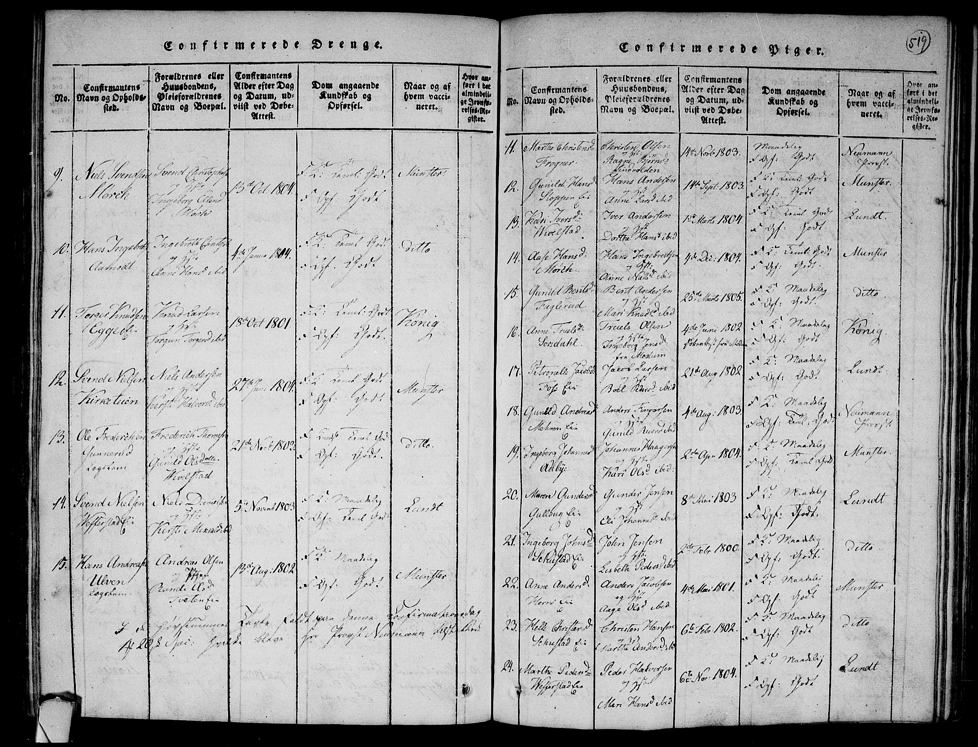 Lier kirkebøker, AV/SAKO-A-230/F/Fa/L0008: Parish register (official) no. I 8, 1813-1825, p. 518-519