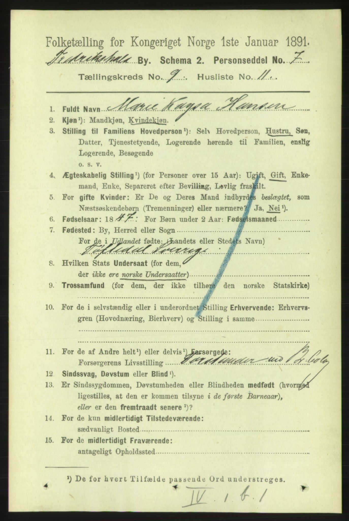 RA, 1891 census for 0101 Fredrikshald, 1891, p. 5925