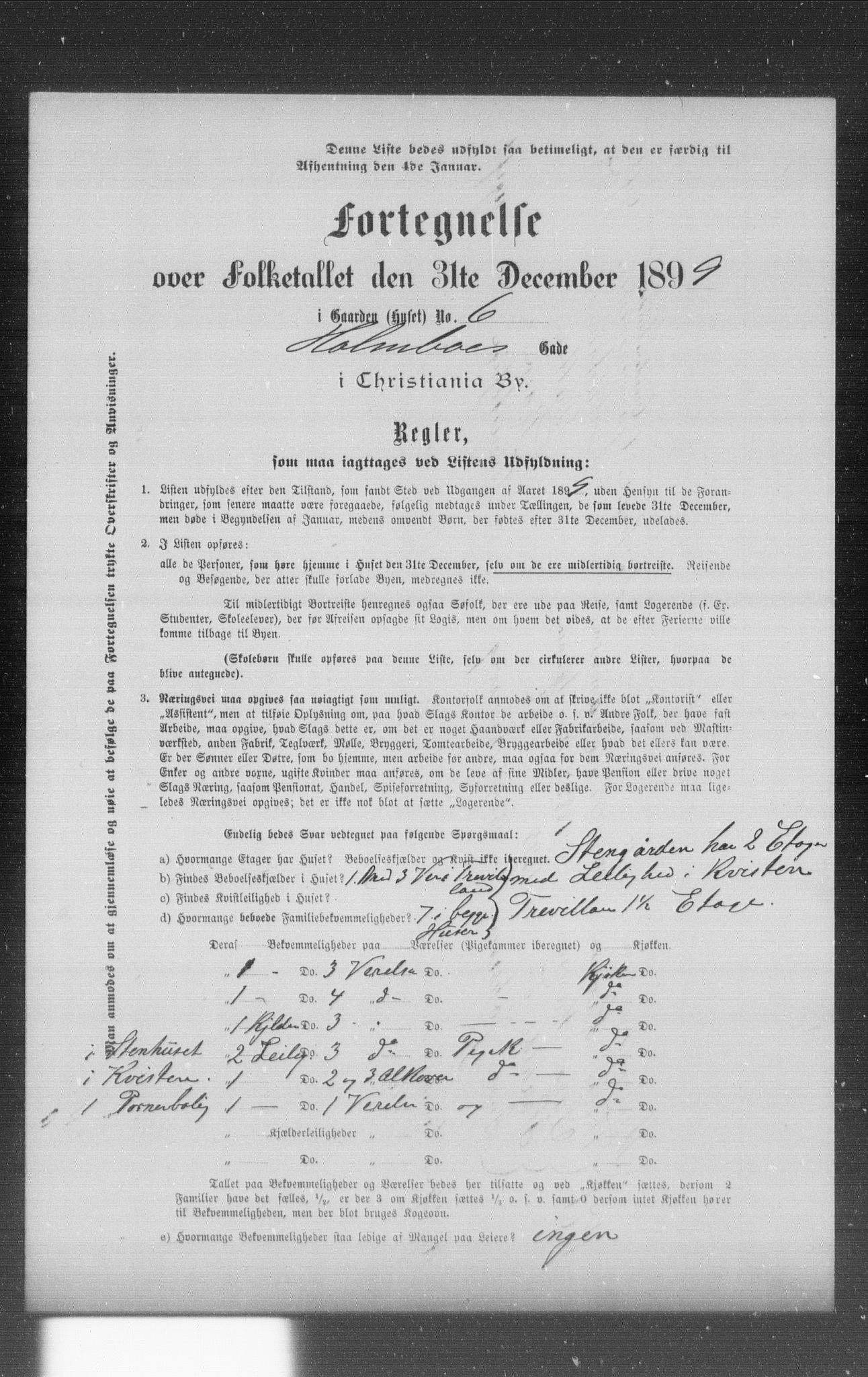 OBA, Municipal Census 1899 for Kristiania, 1899, p. 5332