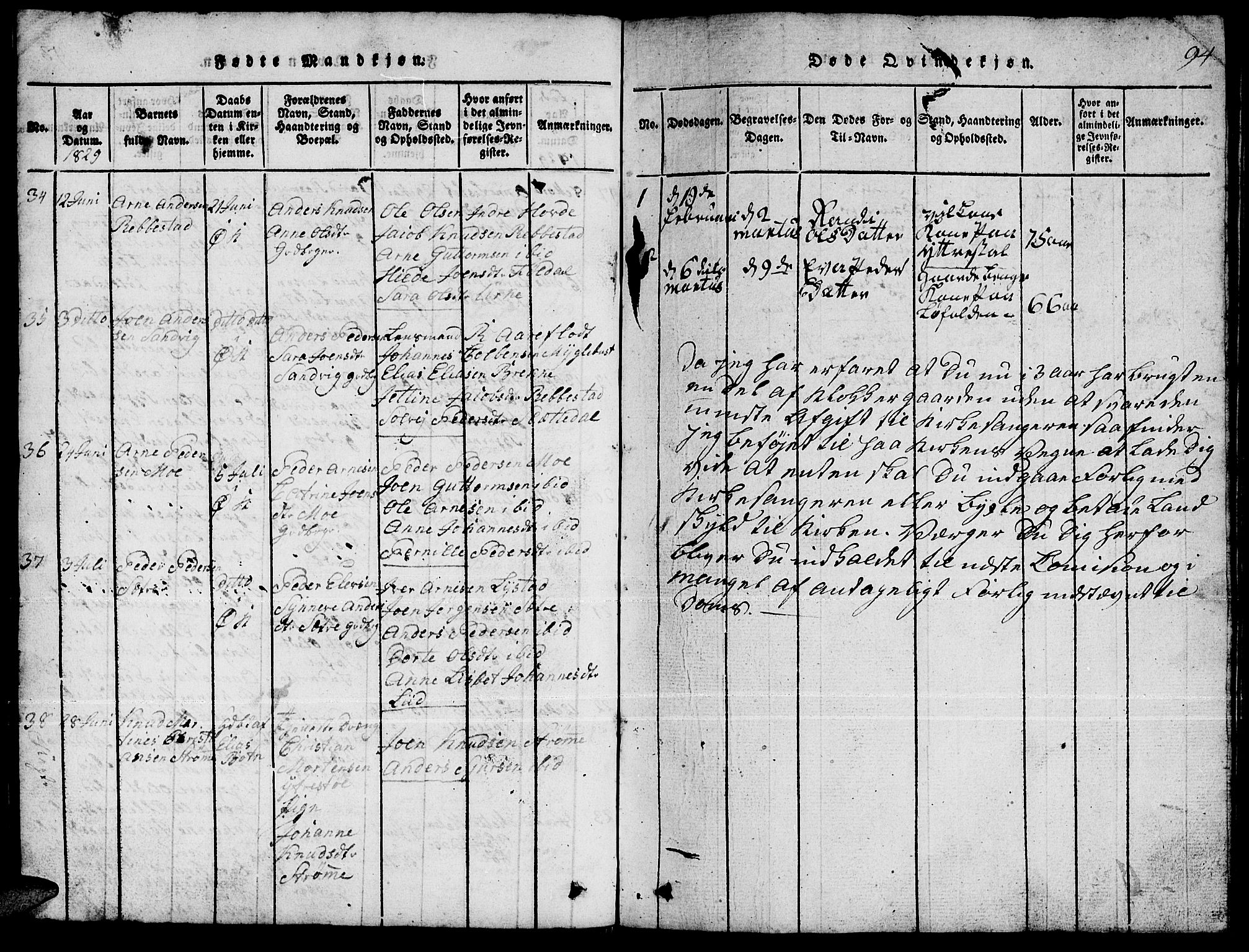 Ministerialprotokoller, klokkerbøker og fødselsregistre - Møre og Romsdal, SAT/A-1454/511/L0155: Parish register (copy) no. 511C01, 1817-1829, p. 94