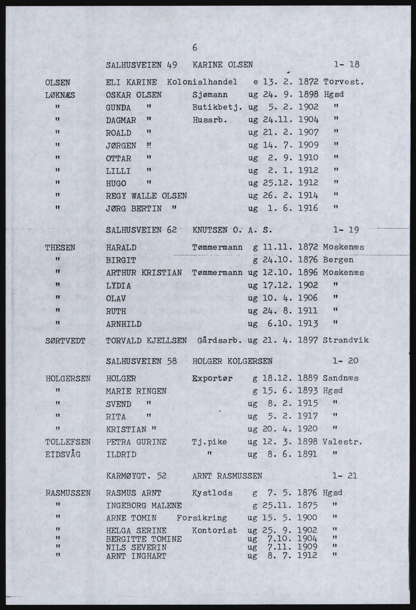 SAST, Copy of 1920 census for Haugesund, 1920, p. 36