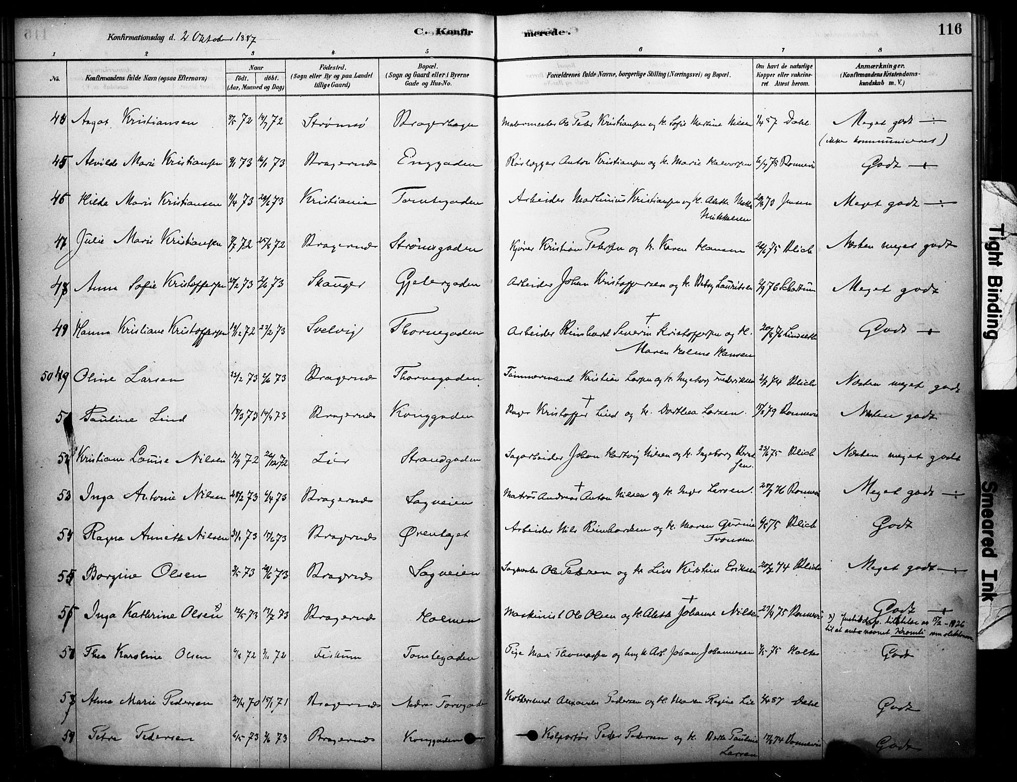 Bragernes kirkebøker, AV/SAKO-A-6/F/Fc/L0005: Parish register (official) no. III 5, 1878-1890, p. 116