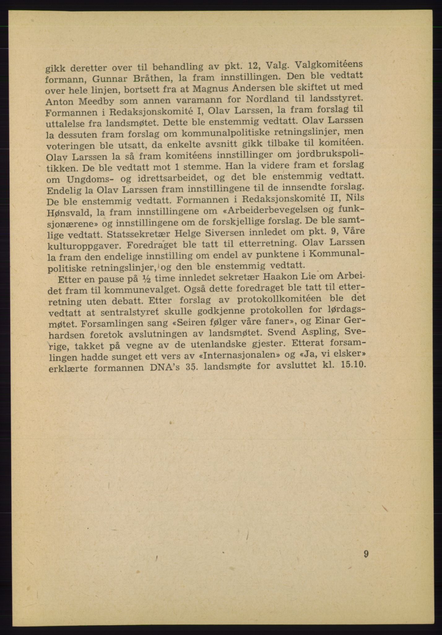 Det norske Arbeiderparti - publikasjoner, AAB/-/-/-: Protokoll over forhandlingene på det 35. ordinære landsmøte 19.-21. mars 1955 i Oslo, 1955, p. 9