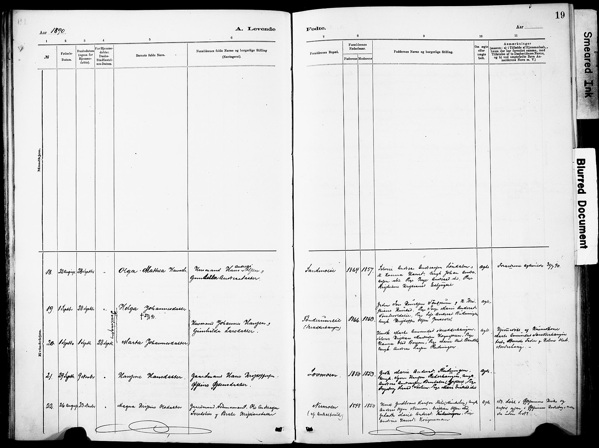 Nordre Land prestekontor, SAH/PREST-124/H/Ha/Haa/L0005: Parish register (official) no. 5, 1882-1903, p. 19