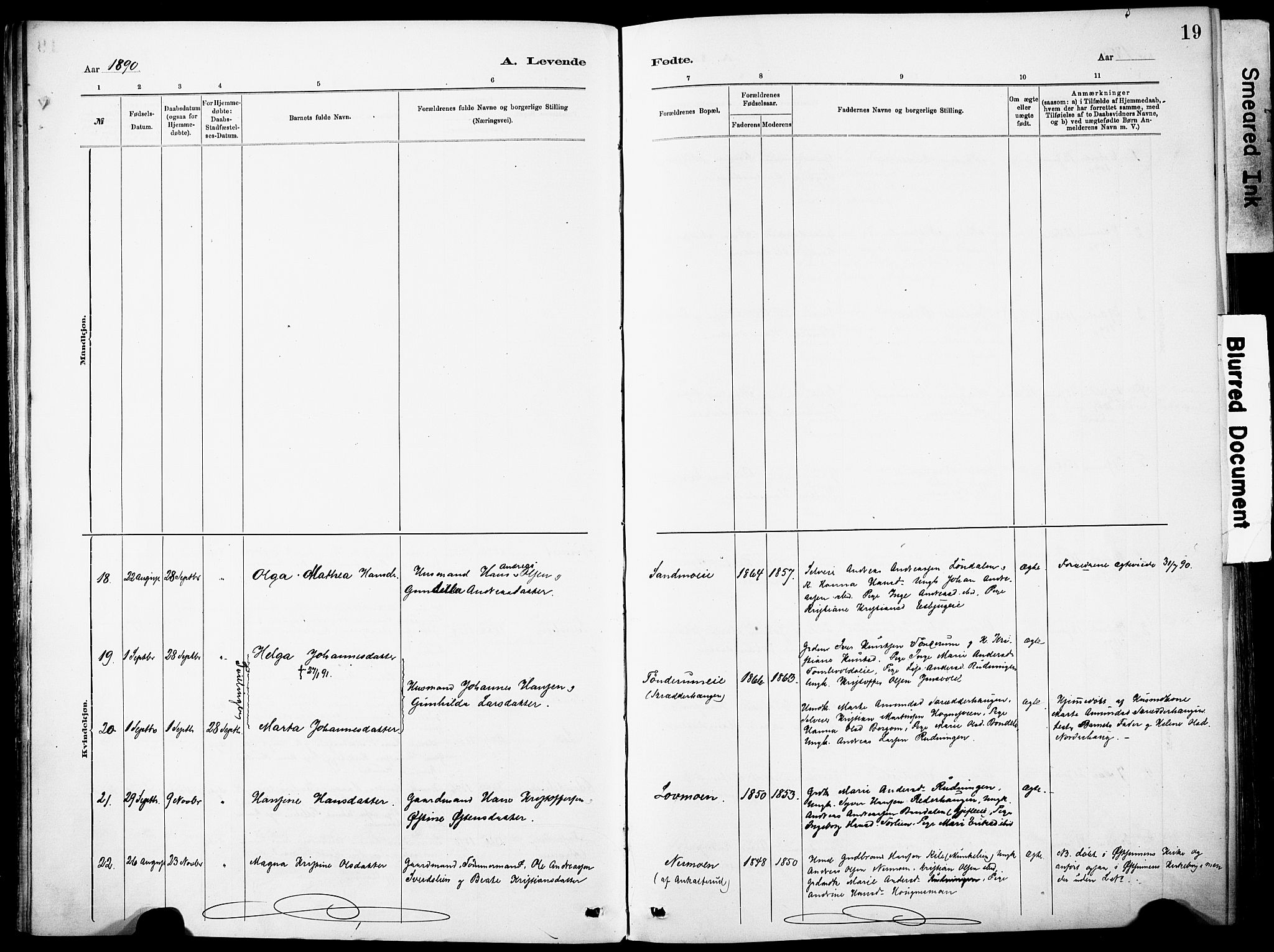 Nordre Land prestekontor, AV/SAH-PREST-124/H/Ha/Haa/L0005: Parish register (official) no. 5, 1882-1903, p. 19