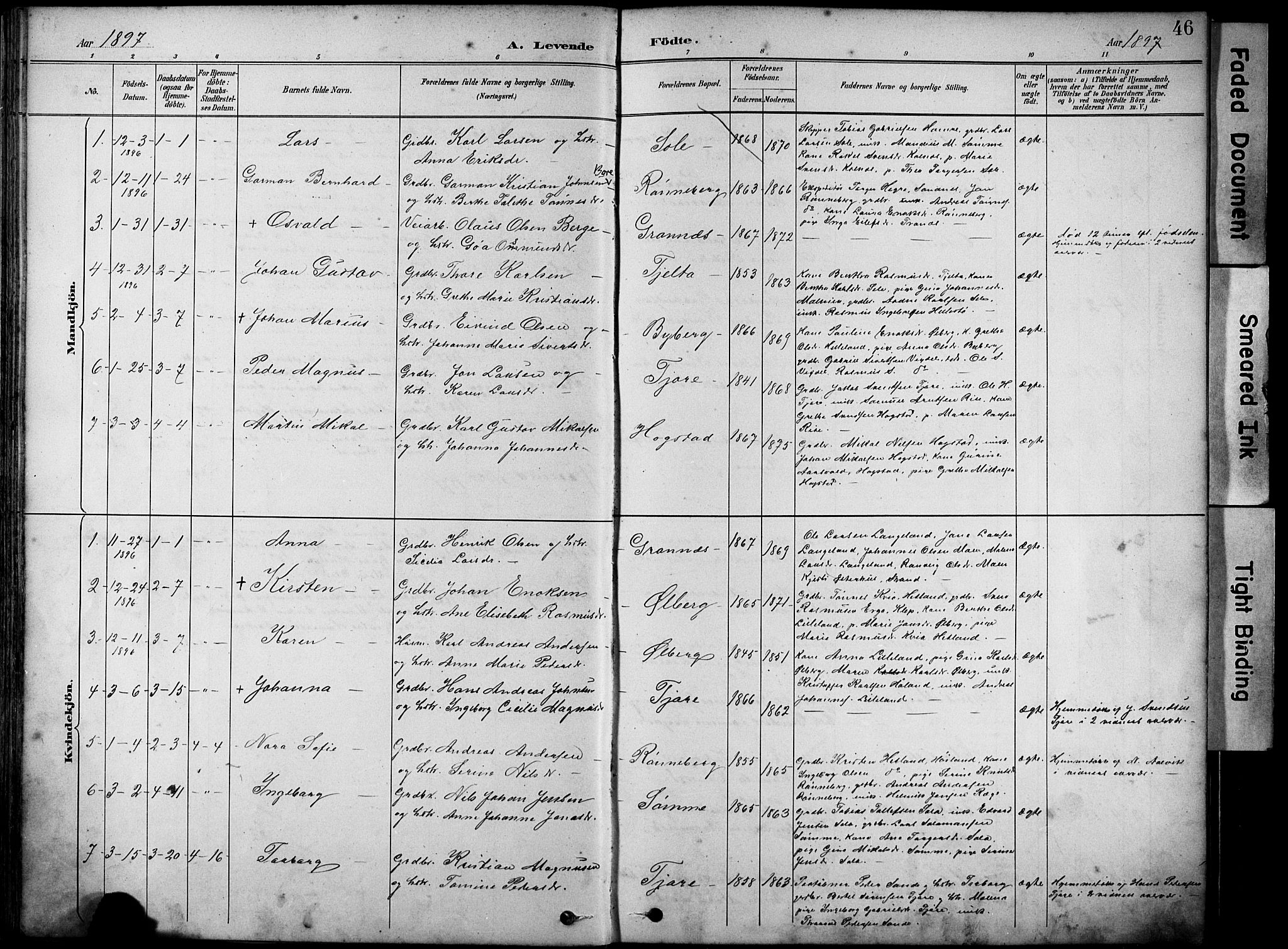 Håland sokneprestkontor, AV/SAST-A-101802/001/30BA/L0012: Parish register (official) no. A 11, 1889-1900, p. 46