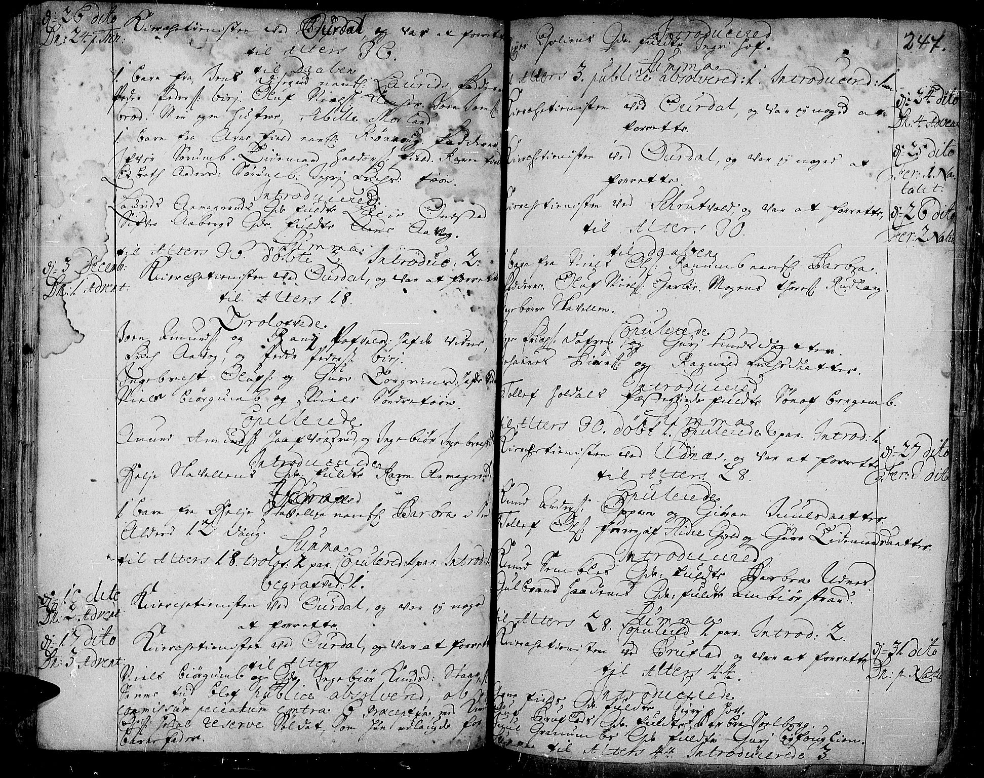 Aurdal prestekontor, SAH/PREST-126/H/Ha/Haa/L0001: Parish register (official) no. 1-3, 1692-1730, p. 247