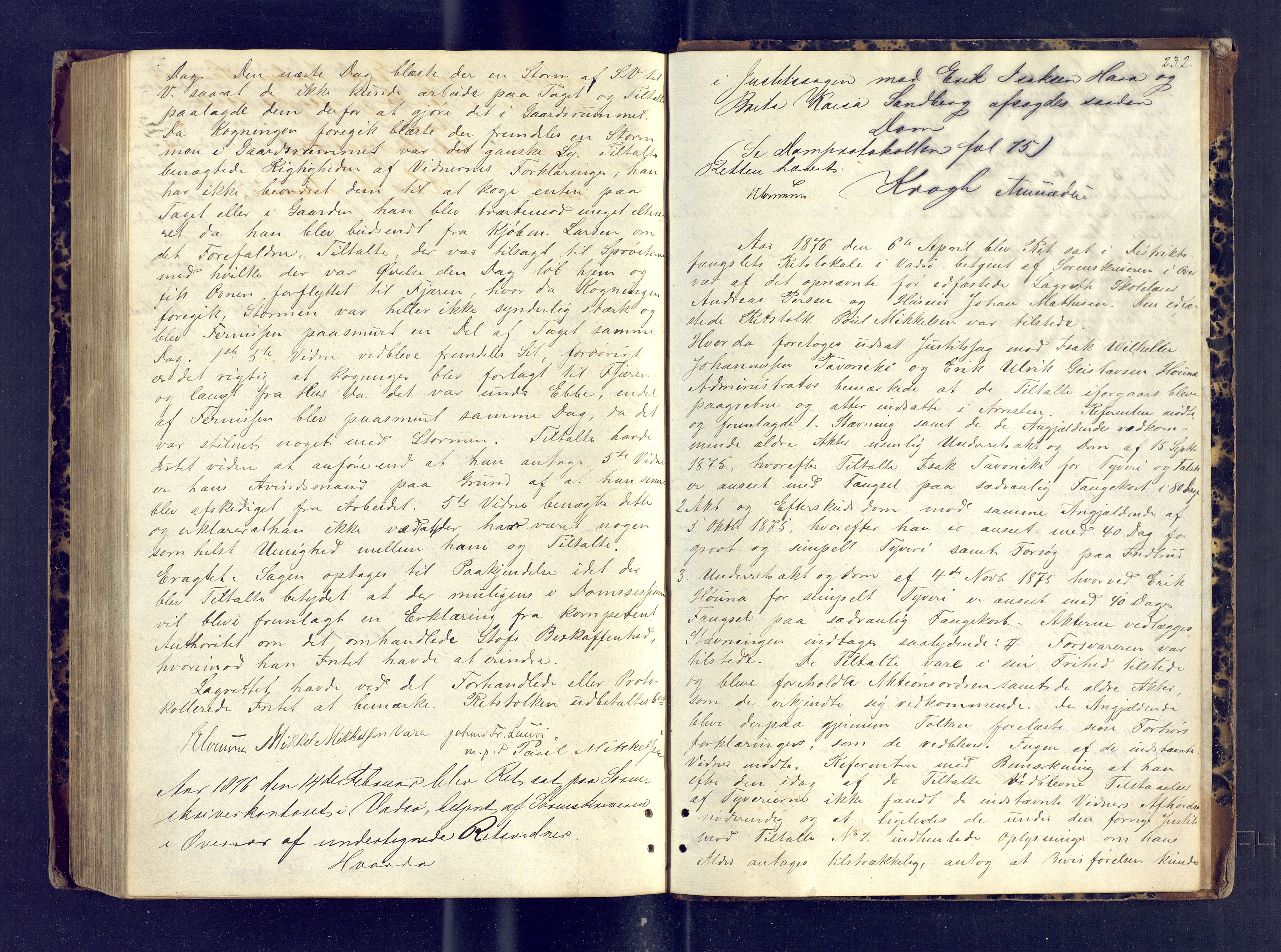 Varanger fogderi-sorenskriveri/Tana og Varanger sorenskriveri, AV/SATØ-S-0059/1/K/Ka/Kac/L0264: Ekstrarettsprotokoller, Vadsø by. 1. serie. (1), 1870-1876, p. 232