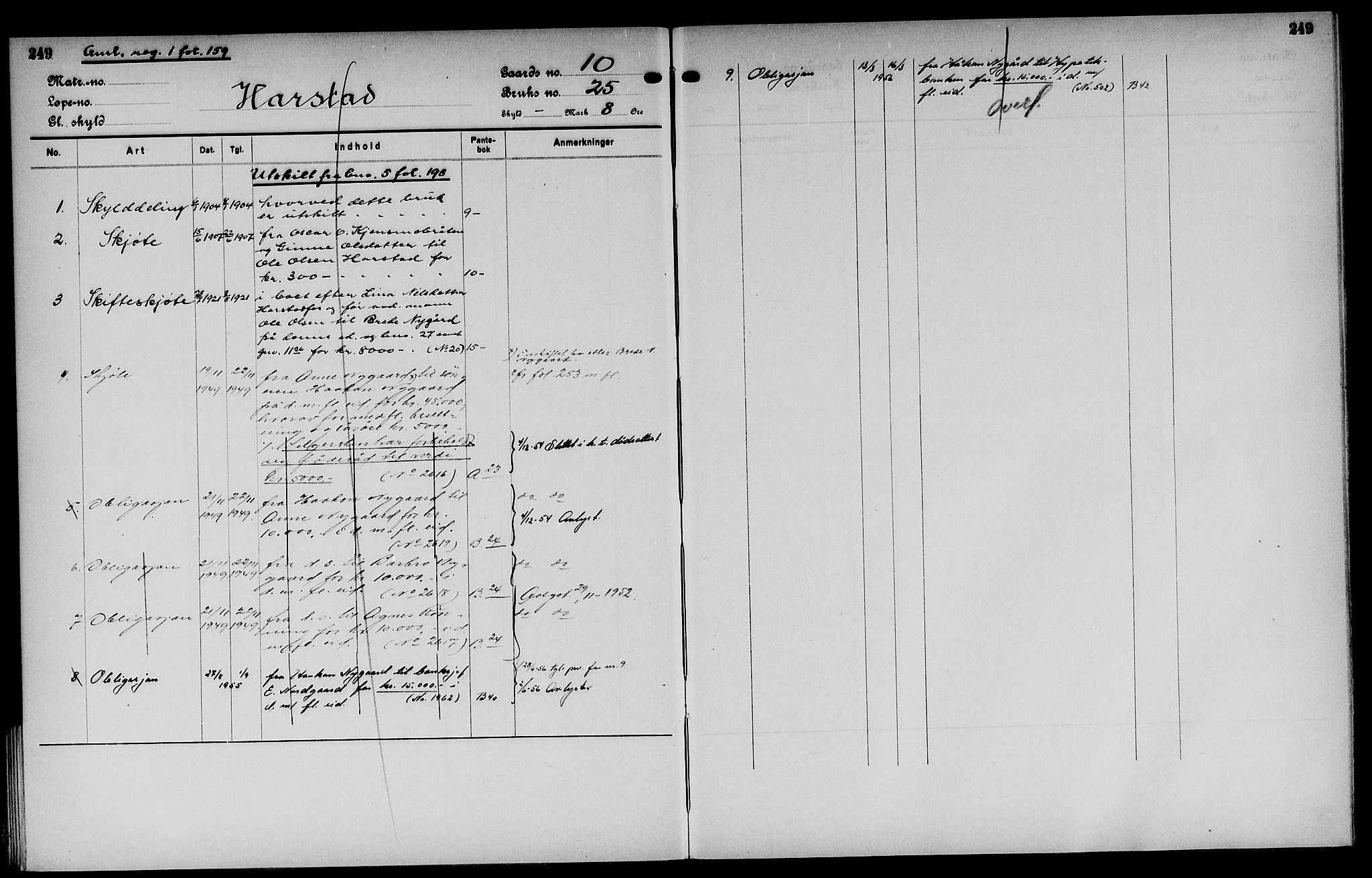 Vinger og Odal sorenskriveri, AV/SAH-TING-022/H/Ha/Hac/Hacd/L0002: Mortgage register no. 3.2, 1932, p. 249