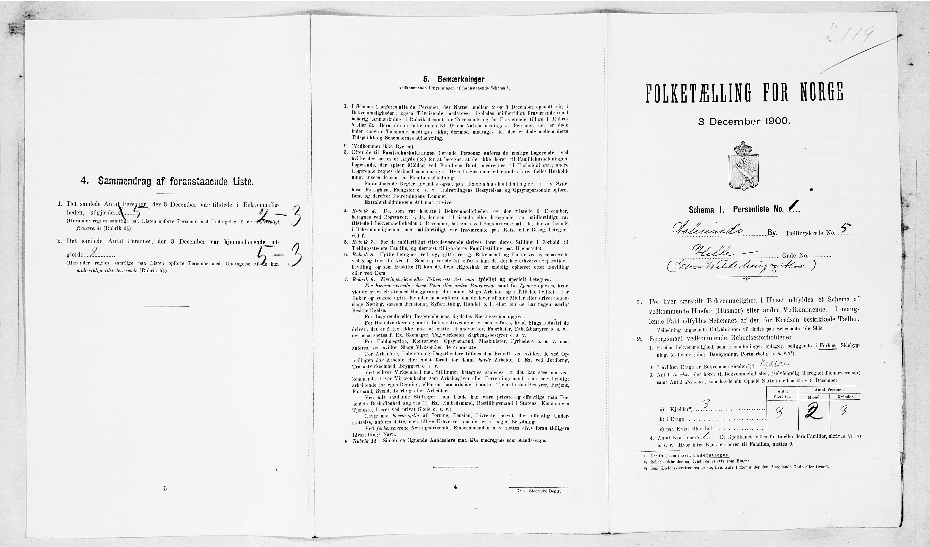 SAT, 1900 census for Ålesund, 1900, p. 1341