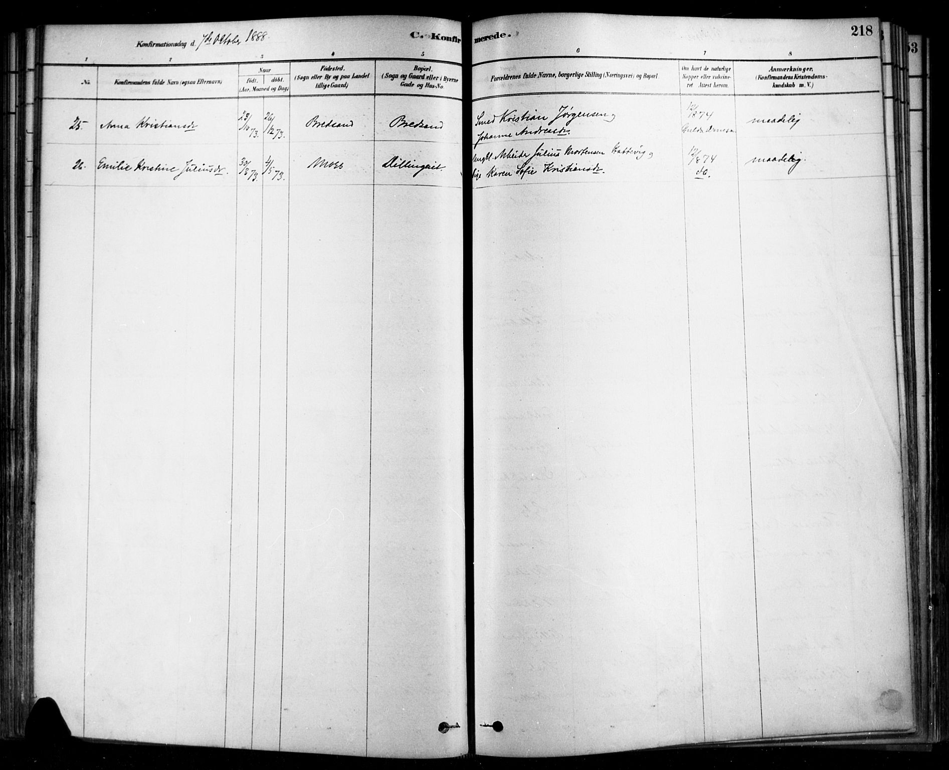 Rygge prestekontor Kirkebøker, AV/SAO-A-10084b/F/Fa/L0007: Parish register (official) no. 7, 1878-1904, p. 218