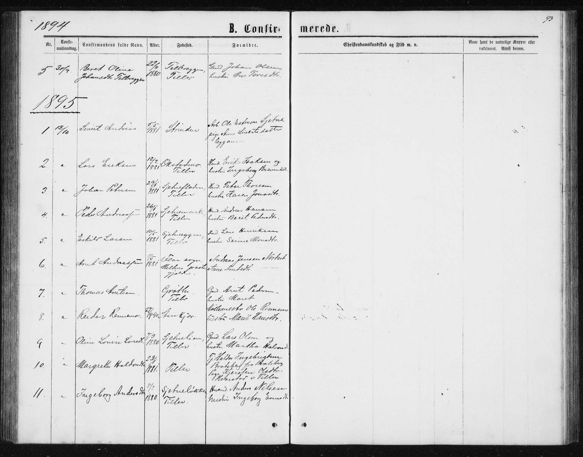 Ministerialprotokoller, klokkerbøker og fødselsregistre - Sør-Trøndelag, SAT/A-1456/621/L0459: Parish register (copy) no. 621C02, 1866-1895, p. 93