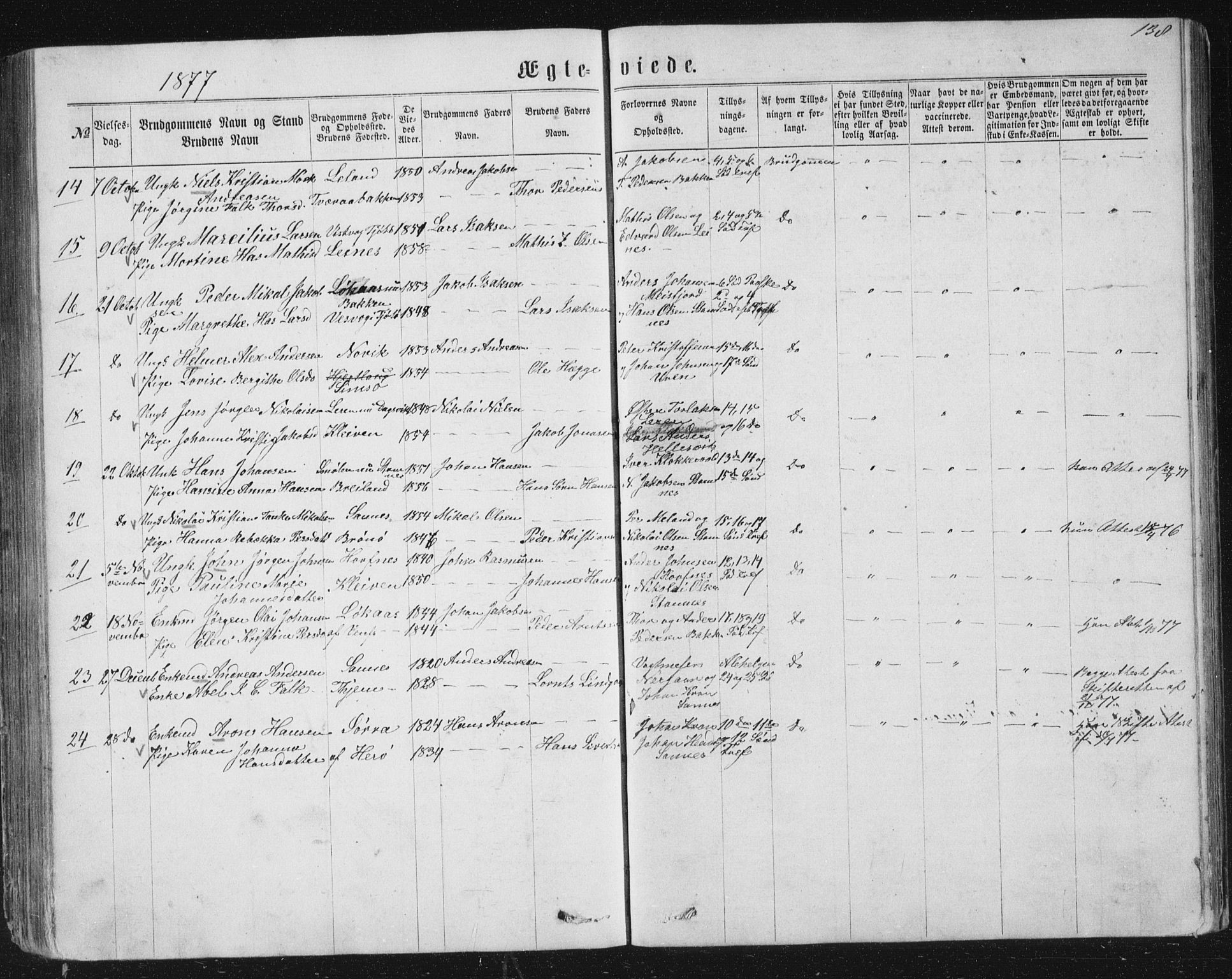 Ministerialprotokoller, klokkerbøker og fødselsregistre - Nordland, AV/SAT-A-1459/831/L0476: Parish register (copy) no. 831C03, 1866-1877, p. 138