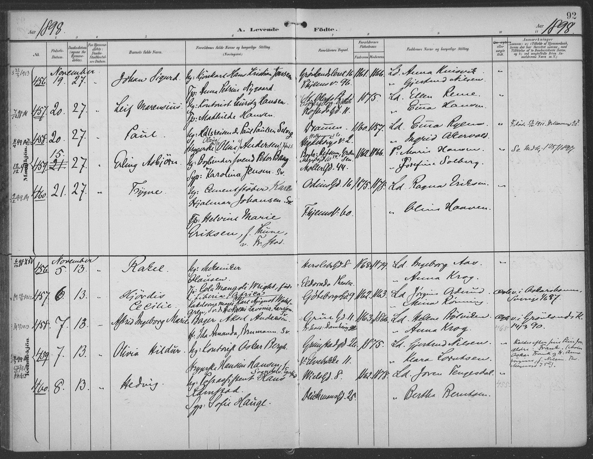 Rikshospitalet prestekontor Kirkebøker, SAO/A-10309b/F/L0011: Parish register (official) no. 11, 1898-1900, p. 92