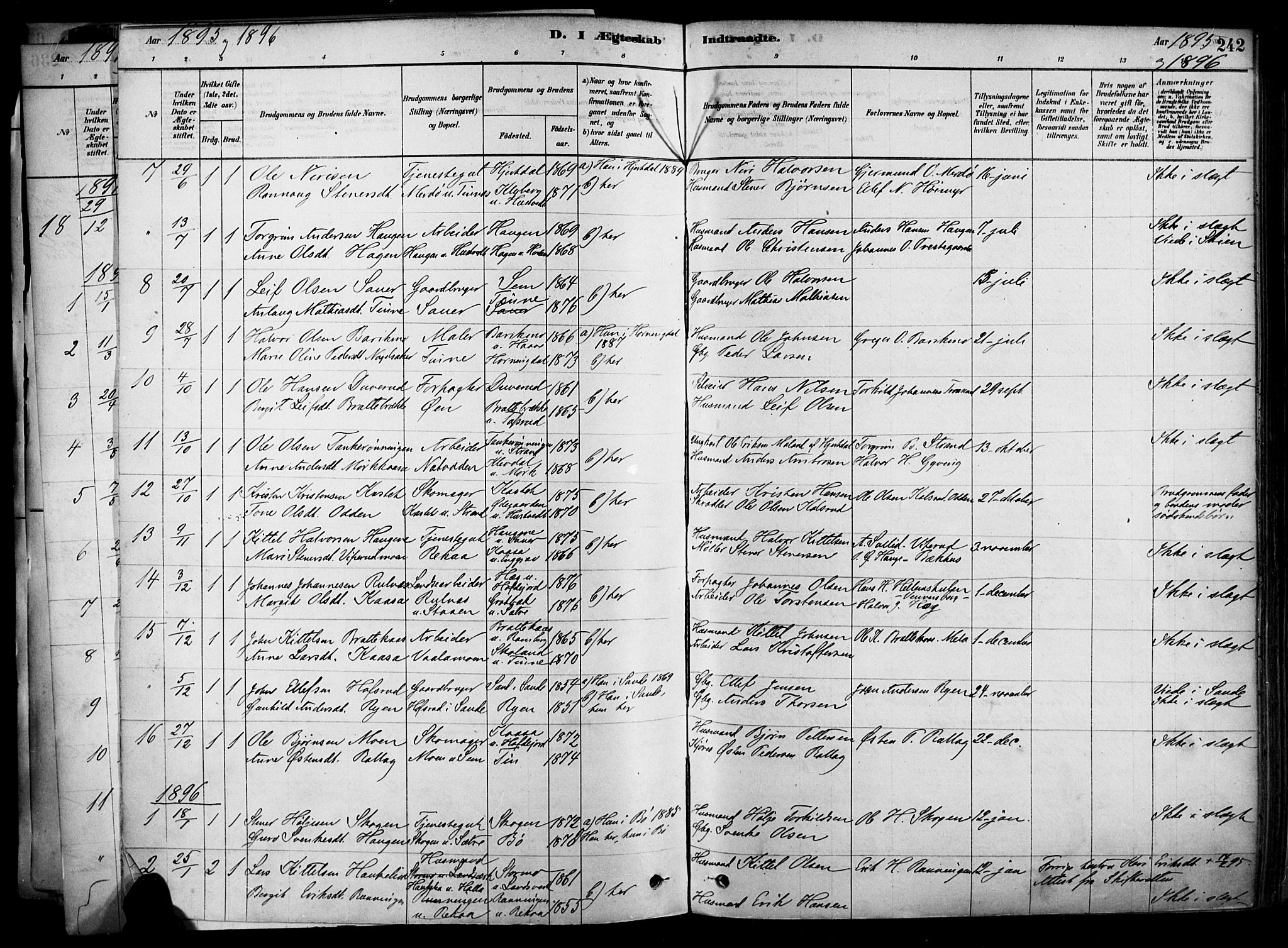 Heddal kirkebøker, SAKO/A-268/F/Fa/L0008: Parish register (official) no. I 8, 1878-1903, p. 242