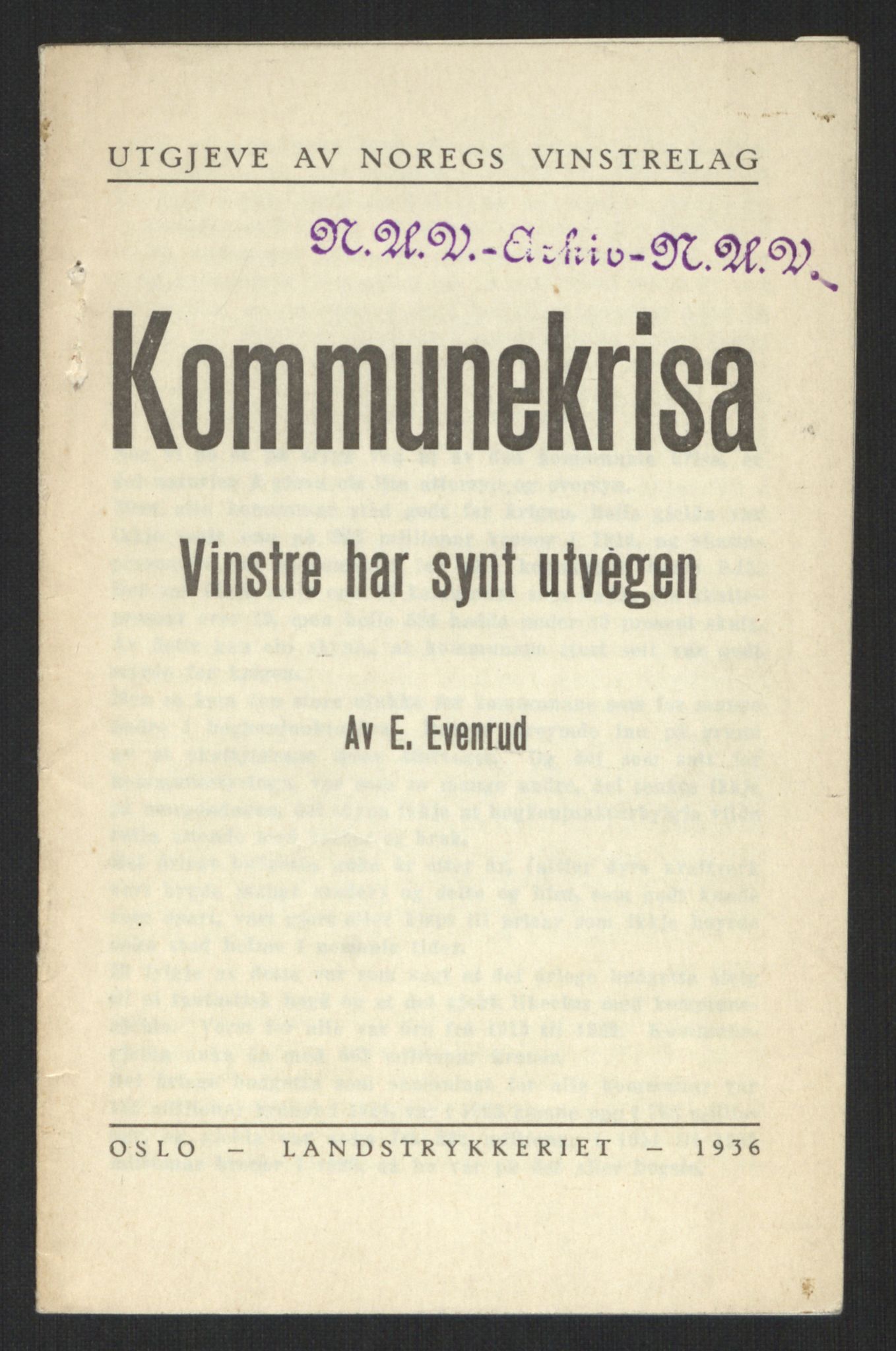 Venstres Hovedorganisasjon, RA/PA-0876/X/L0001: De eldste skrifter, 1860-1936, p. 1066