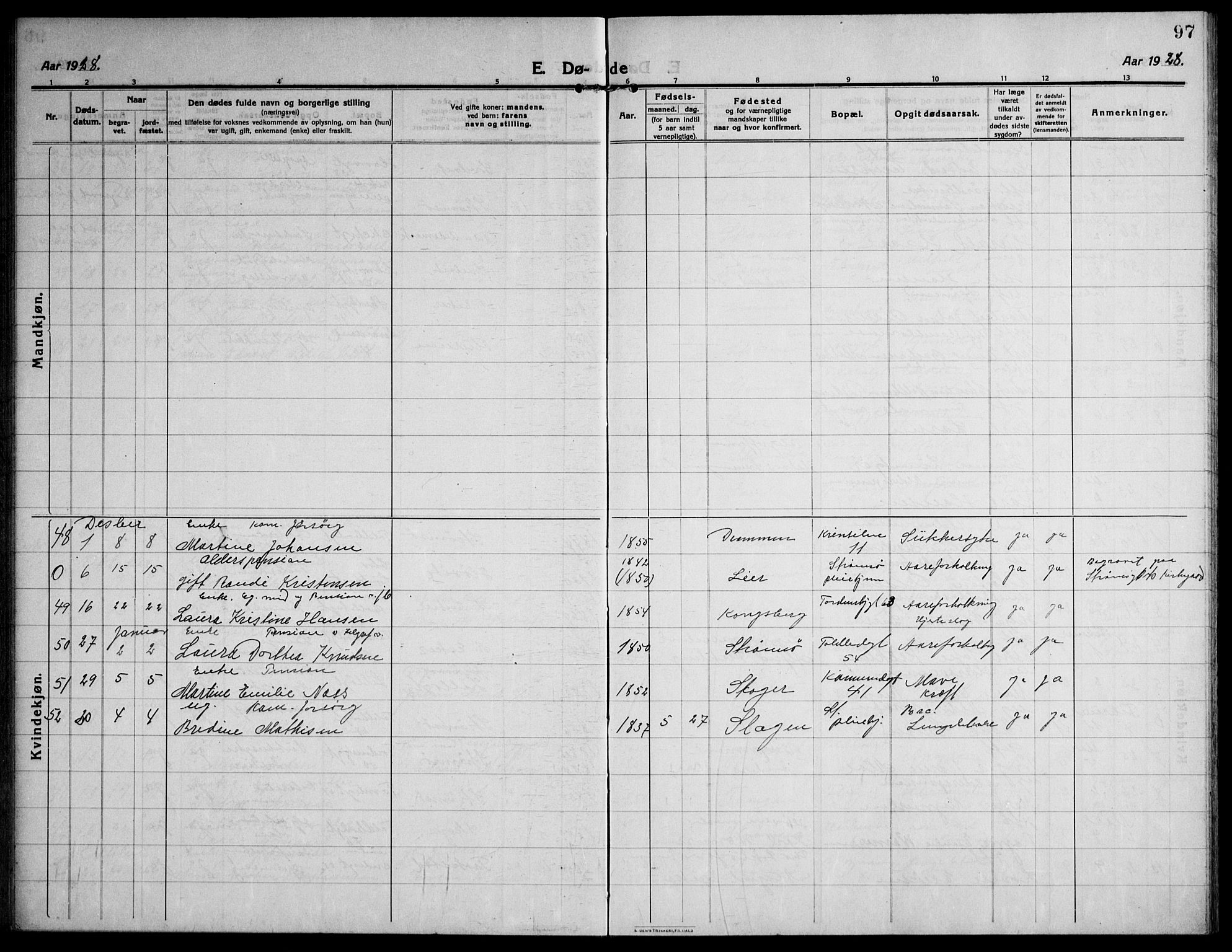 Strømsø kirkebøker, AV/SAKO-A-246/F/Fa/L0028: Parish register (official) no. I 29, 1914-1937, p. 97