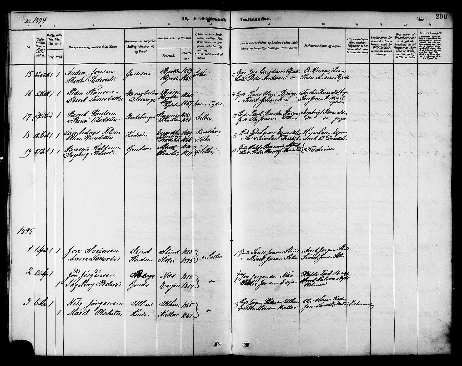 Ministerialprotokoller, klokkerbøker og fødselsregistre - Sør-Trøndelag, SAT/A-1456/695/L1157: Parish register (copy) no. 695C08, 1889-1913, p. 290