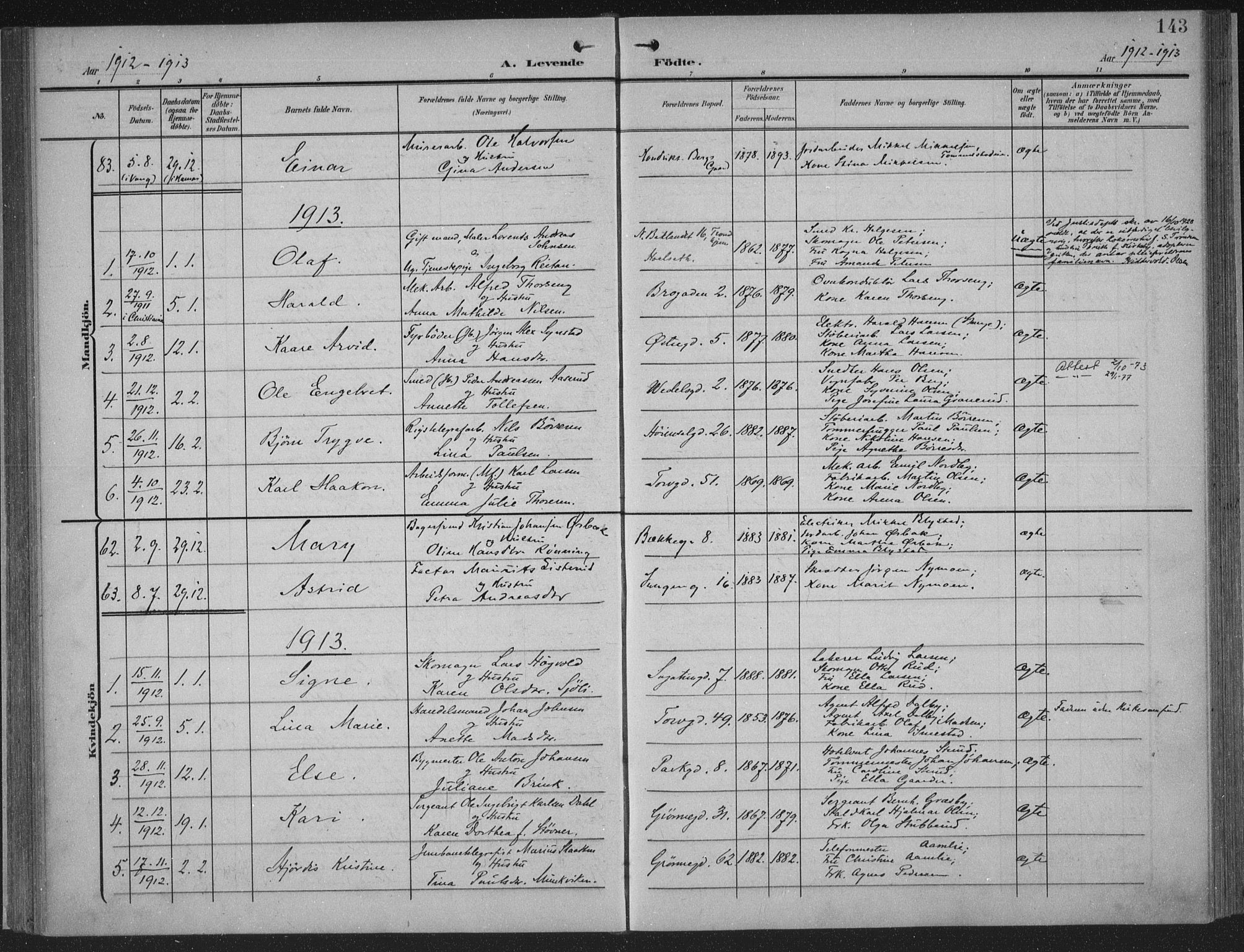 Hamar prestekontor, AV/SAH-DOMPH-002/H/Ha/Haa/L0001: Parish register (official) no. 1, 1900-1914, p. 143