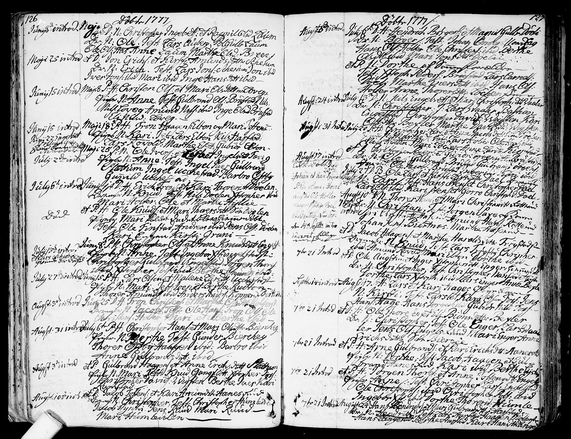 Nannestad prestekontor Kirkebøker, AV/SAO-A-10414a/F/Fa/L0007: Parish register (official) no. I 7, 1754-1791, p. 126-127