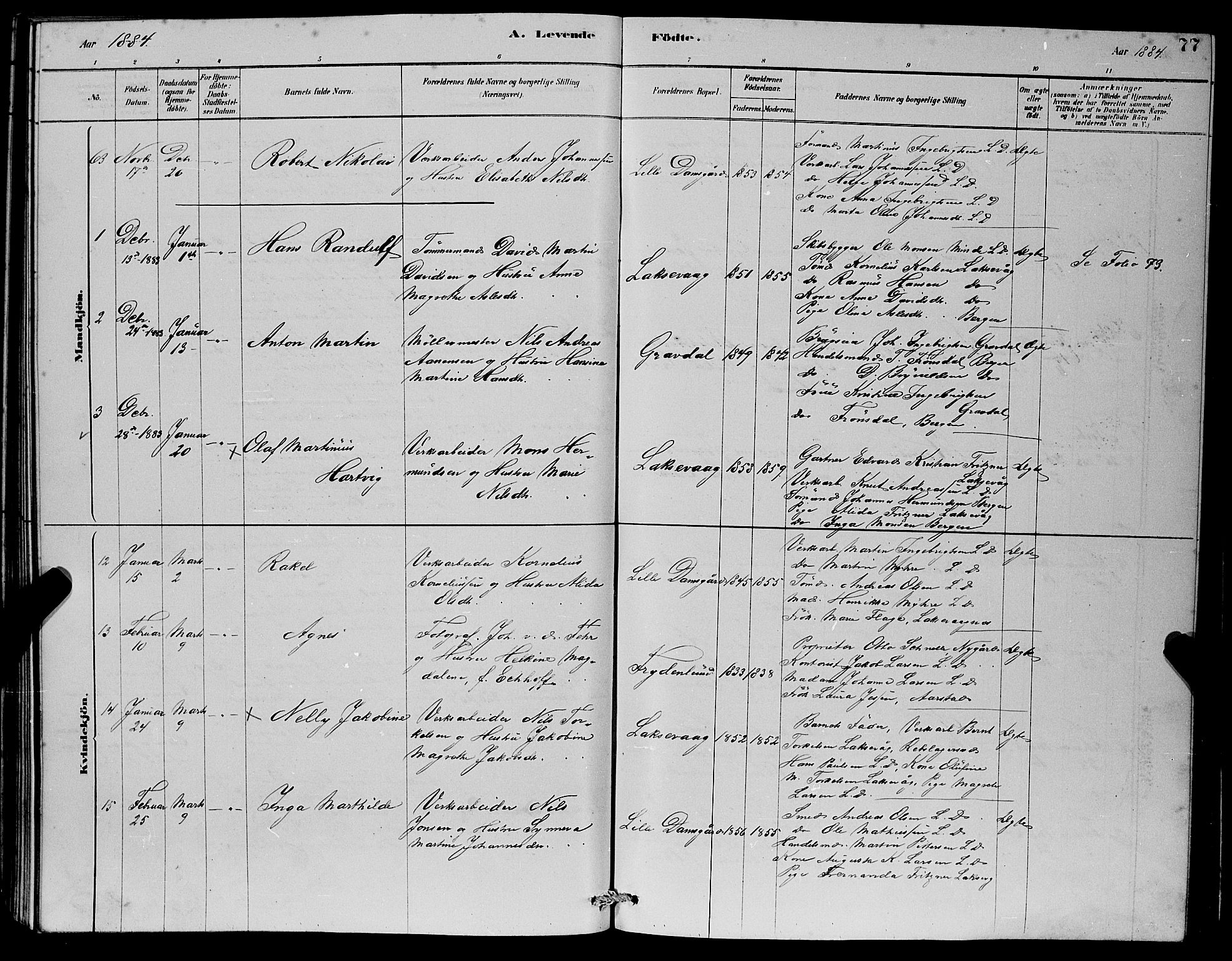 Laksevåg Sokneprestembete, SAB/A-76501/H/Ha/Hab/Haba/L0002: Parish register (copy) no. A 2, 1877-1887, p. 77
