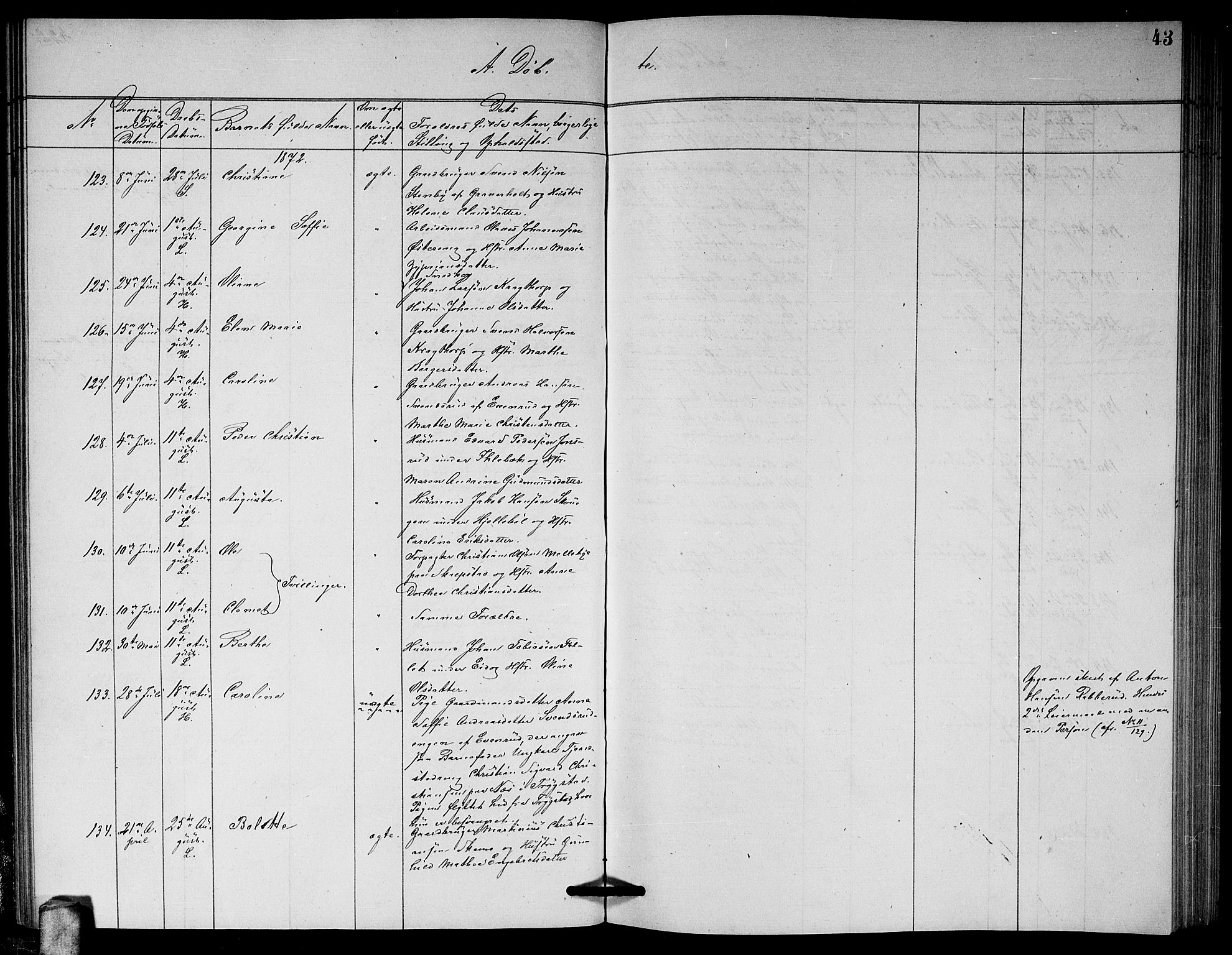 Høland prestekontor Kirkebøker, AV/SAO-A-10346a/G/Ga/L0006: Parish register (copy) no. I 6, 1869-1879, p. 43