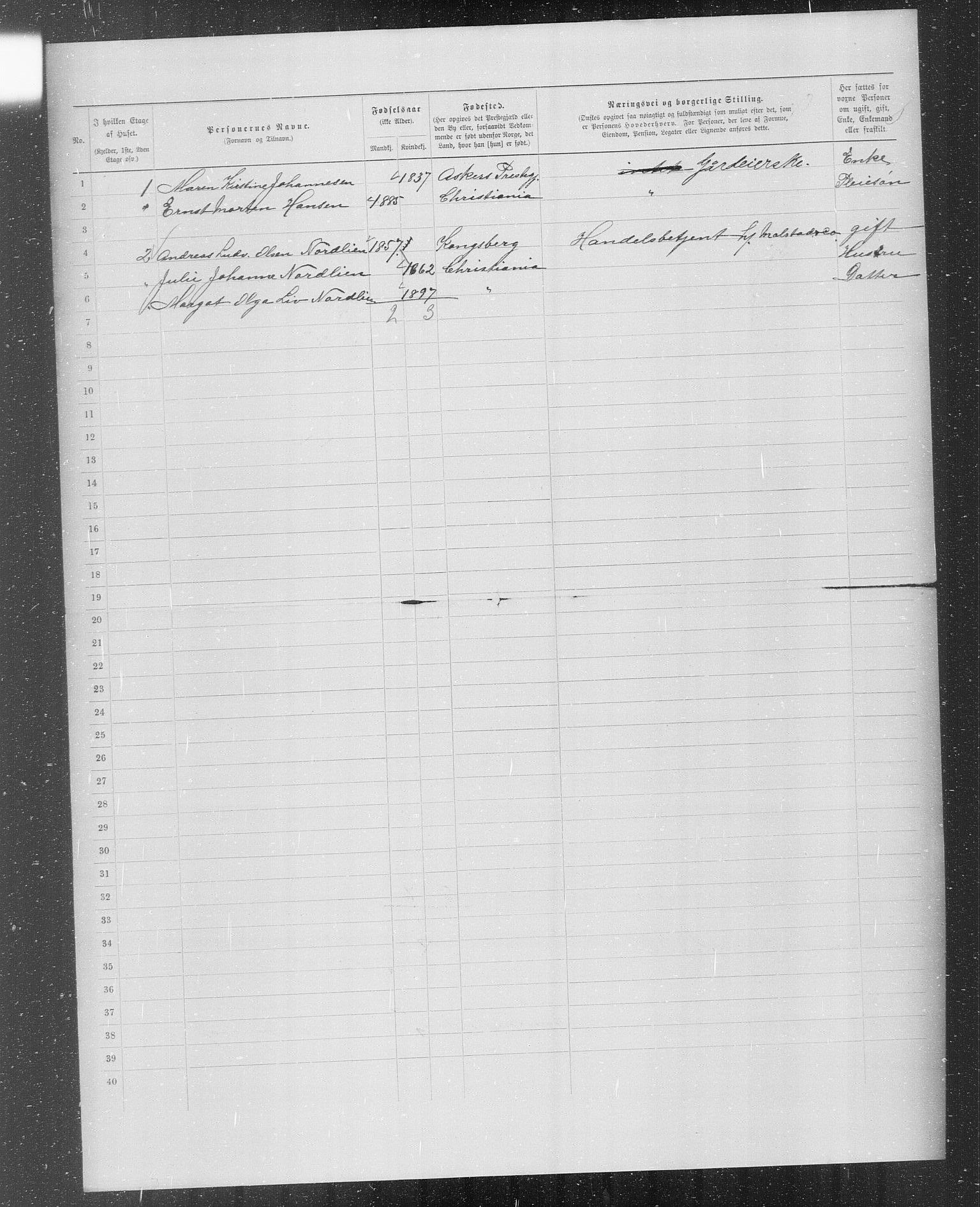 OBA, Municipal Census 1899 for Kristiania, 1899, p. 900