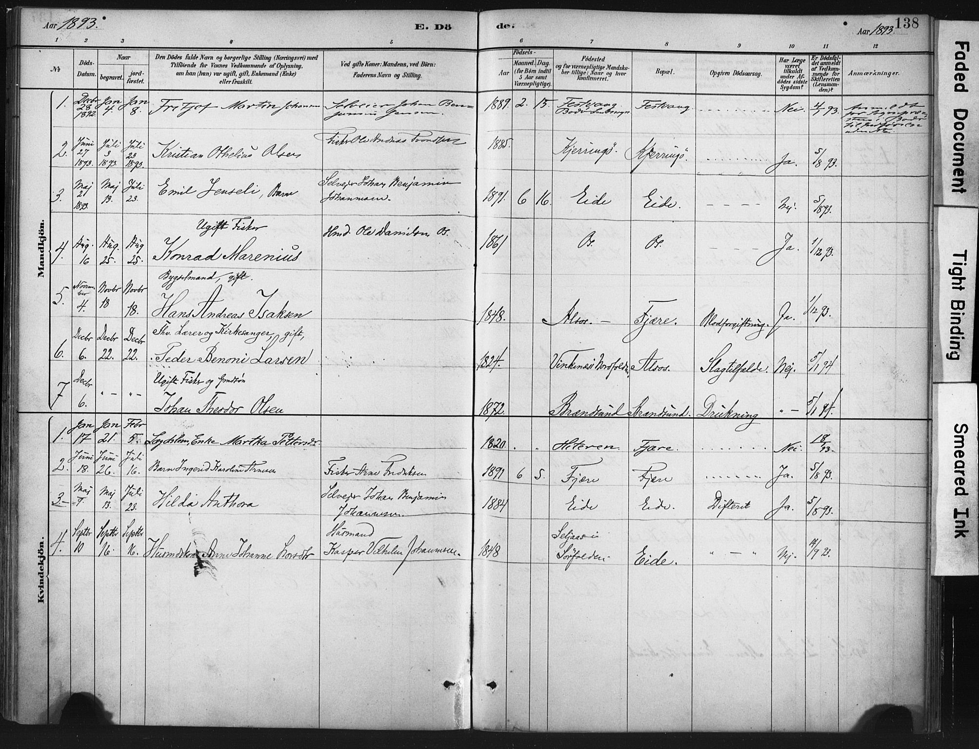 Ministerialprotokoller, klokkerbøker og fødselsregistre - Nordland, AV/SAT-A-1459/803/L0071: Parish register (official) no. 803A01, 1881-1897, p. 138