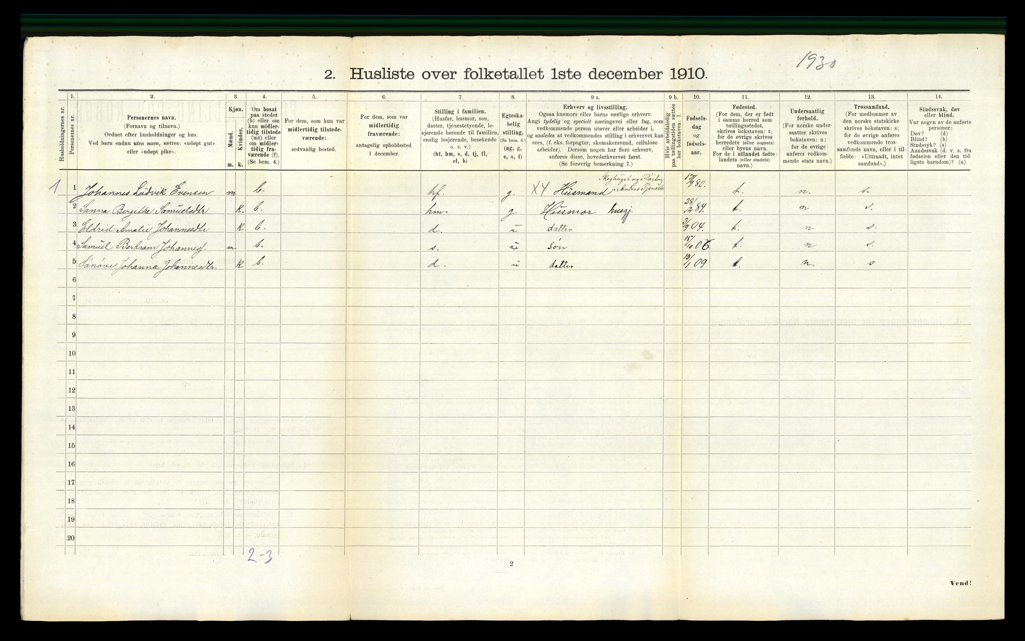 RA, 1910 census for Overhalla, 1910, p. 816