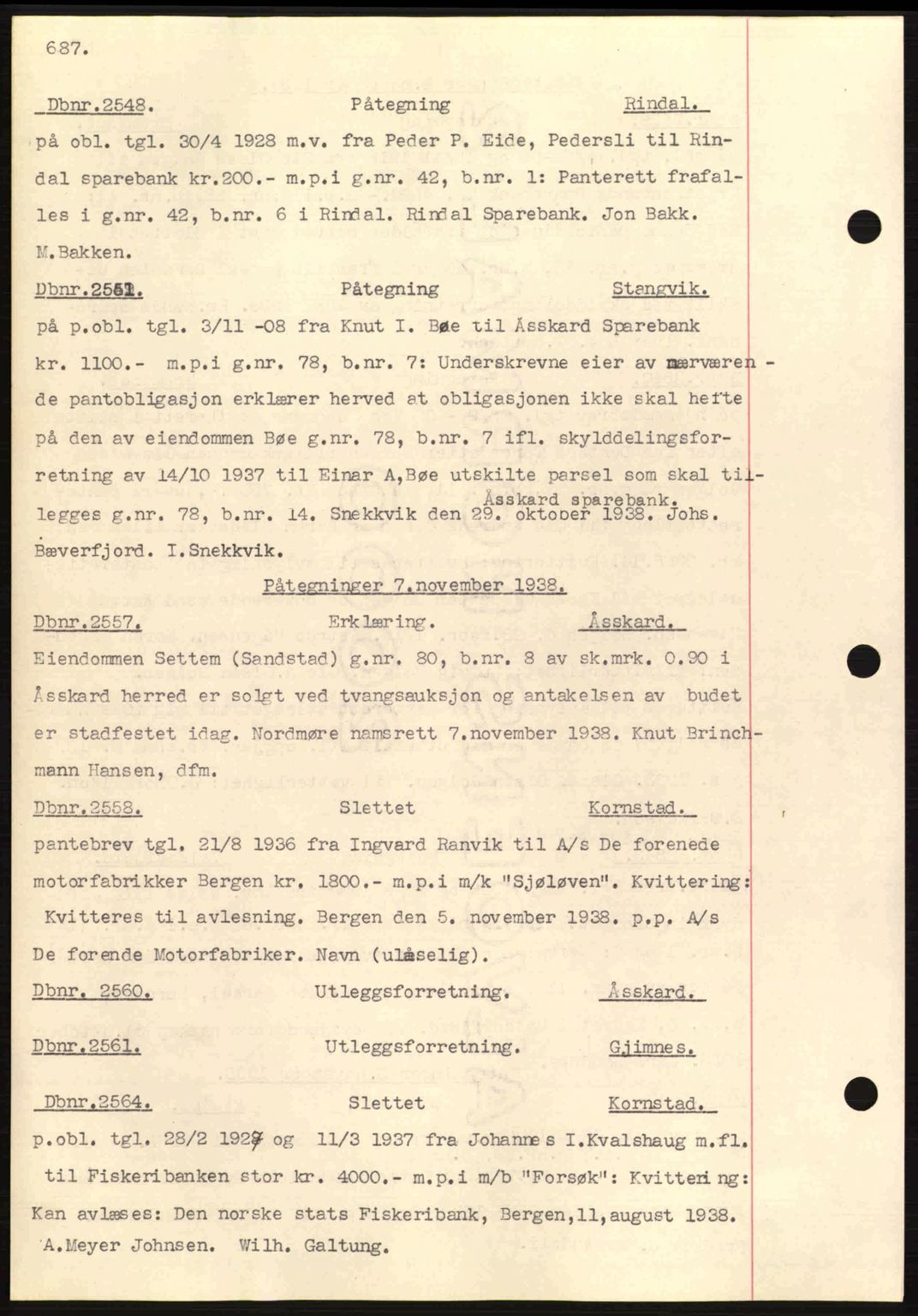 Nordmøre sorenskriveri, AV/SAT-A-4132/1/2/2Ca: Mortgage book no. C80, 1936-1939, Diary no: : 2548/1938