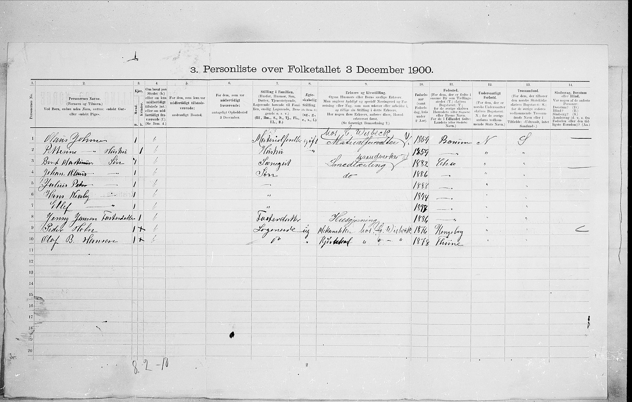 SAO, 1900 census for Kristiania, 1900, p. 63453