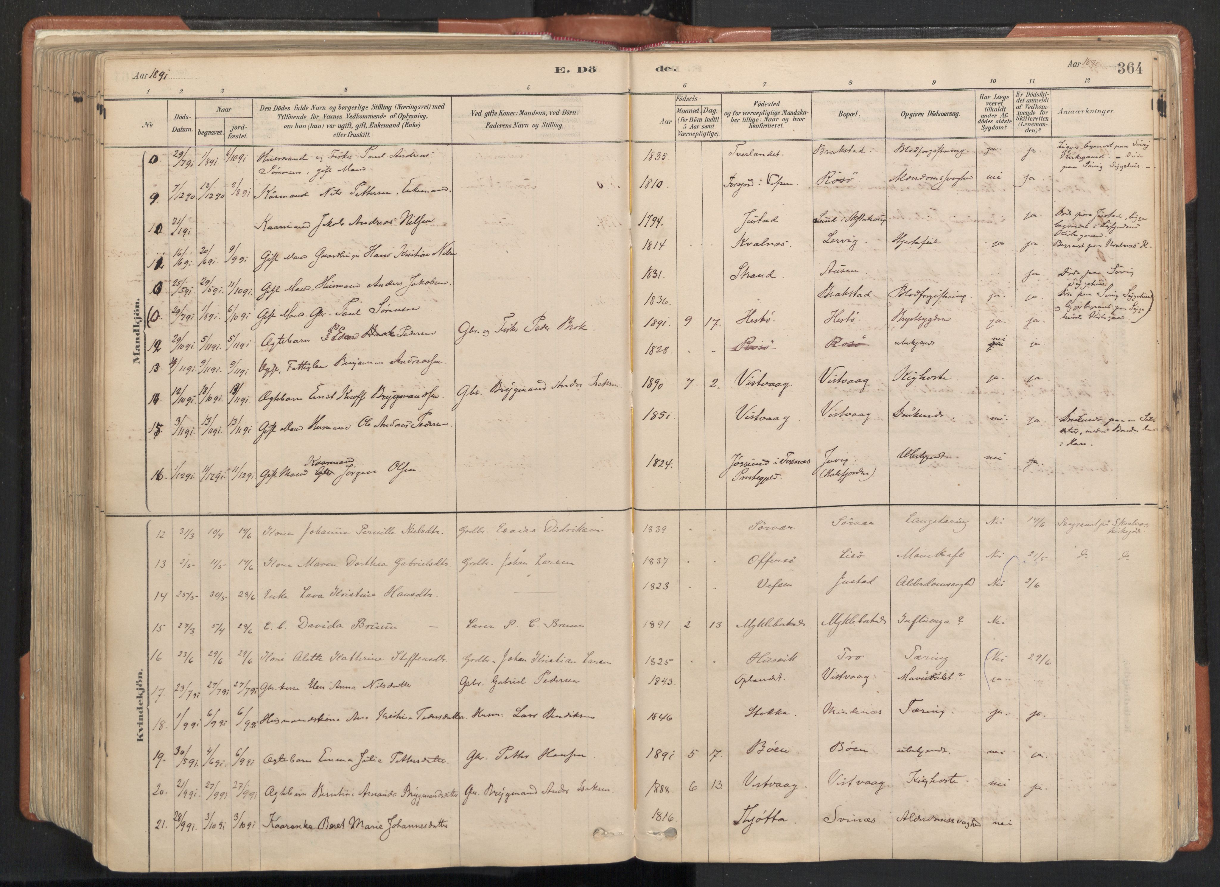 Ministerialprotokoller, klokkerbøker og fødselsregistre - Nordland, SAT/A-1459/817/L0264: Parish register (official) no. 817A04, 1878-1907, p. 364
