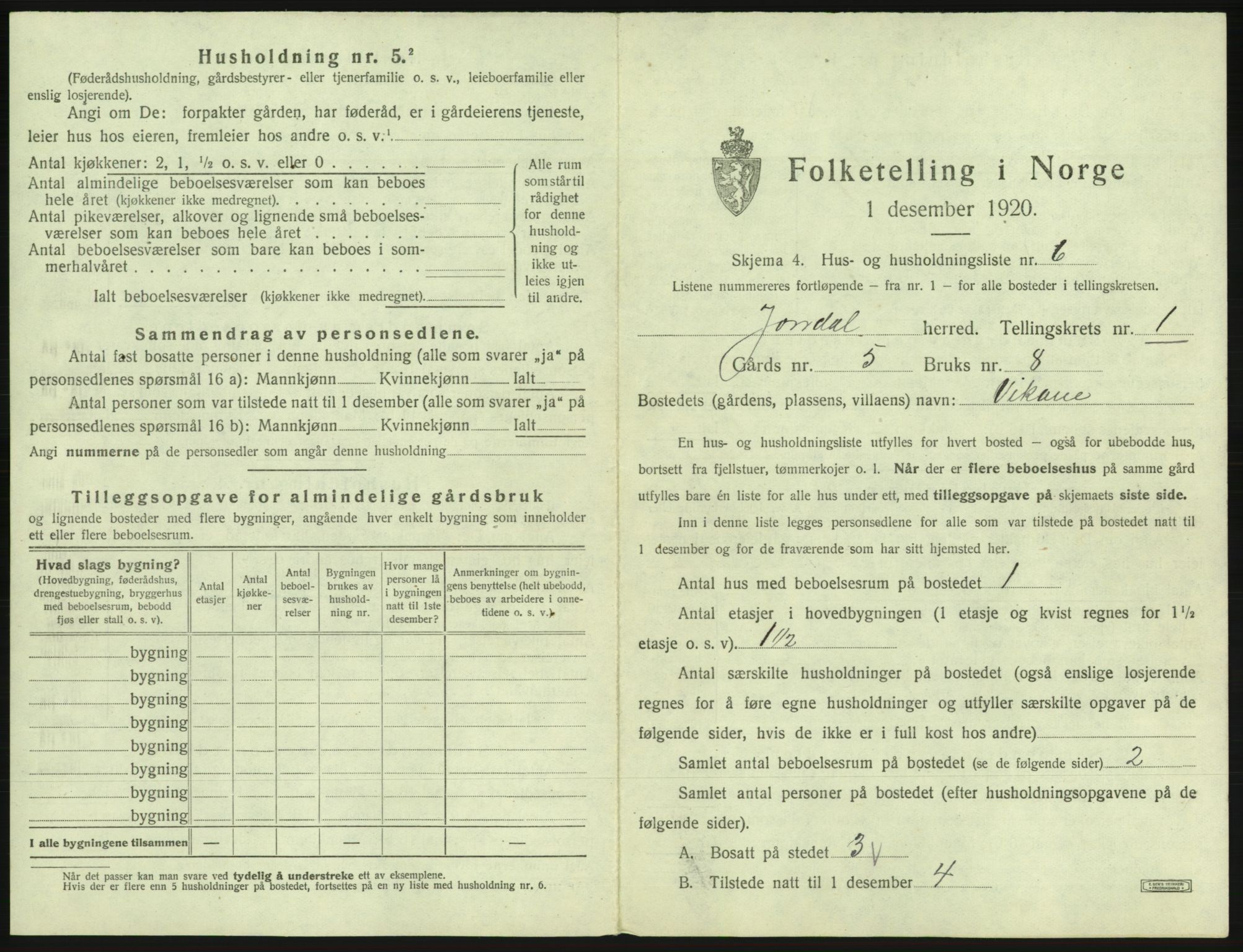 SAB, 1920 census for Jondal, 1920, p. 41