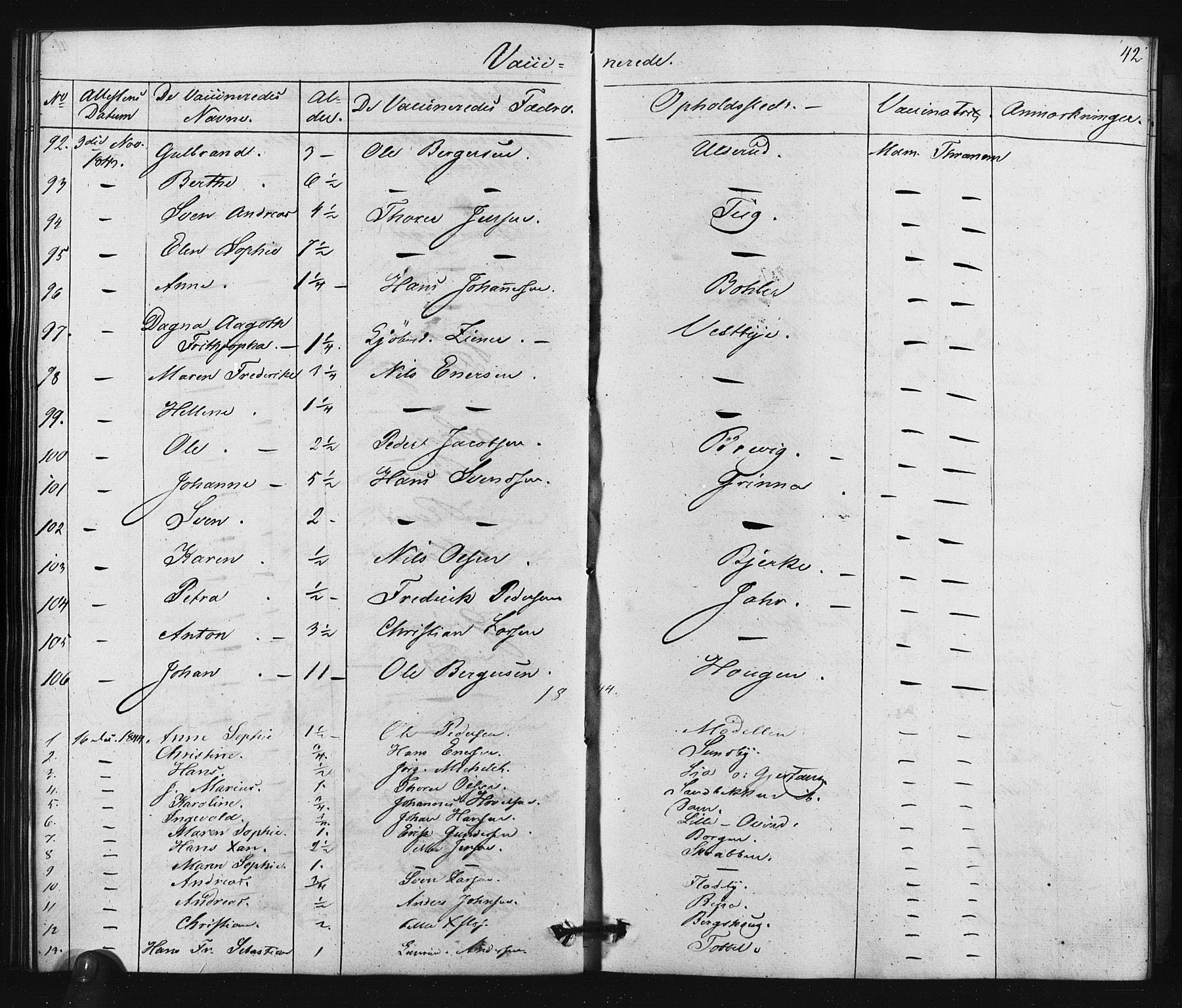 Enebakk prestekontor Kirkebøker, AV/SAO-A-10171c/F/Fa/L0015: Parish register (official) no. I 15, 1830-1867, p. 42