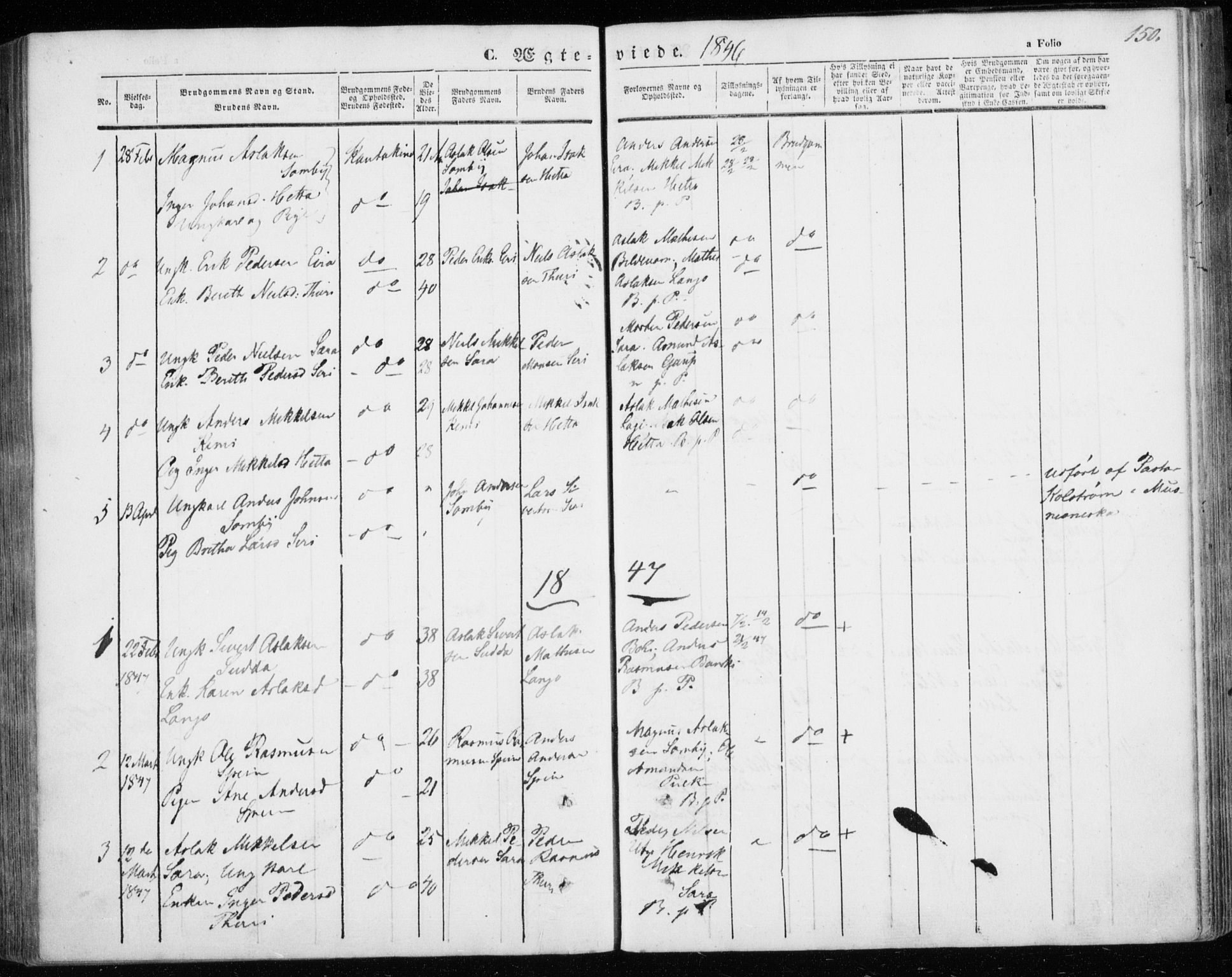 Kautokeino sokneprestembete, SATØ/S-1340/H/Ha/L0002.kirke: Parish register (official) no. 2, 1843-1861, p. 150