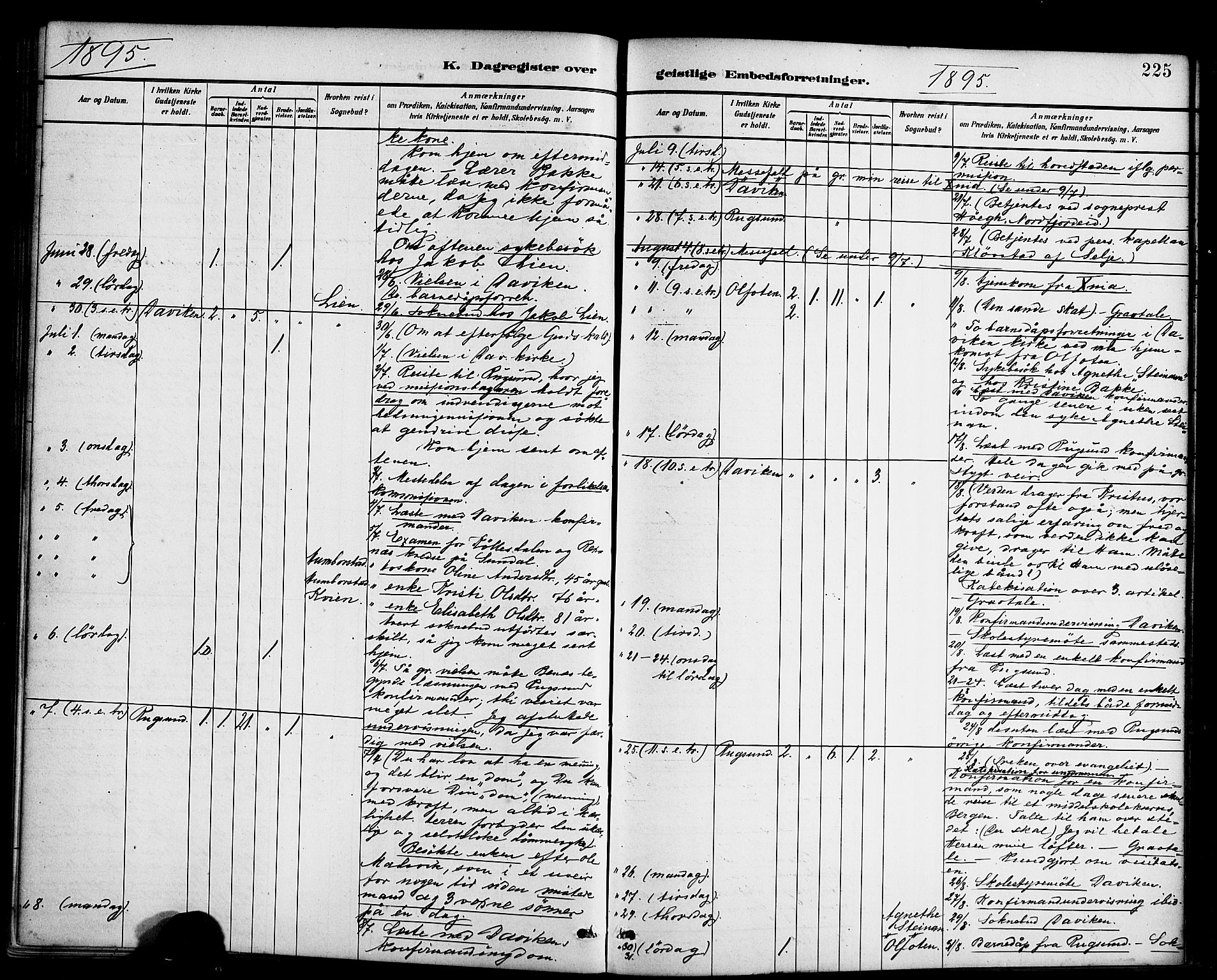 Davik sokneprestembete, SAB/A-79701/H/Haa/Haab/L0001: Parish register (official) no. B 1, 1882-1900, p. 225
