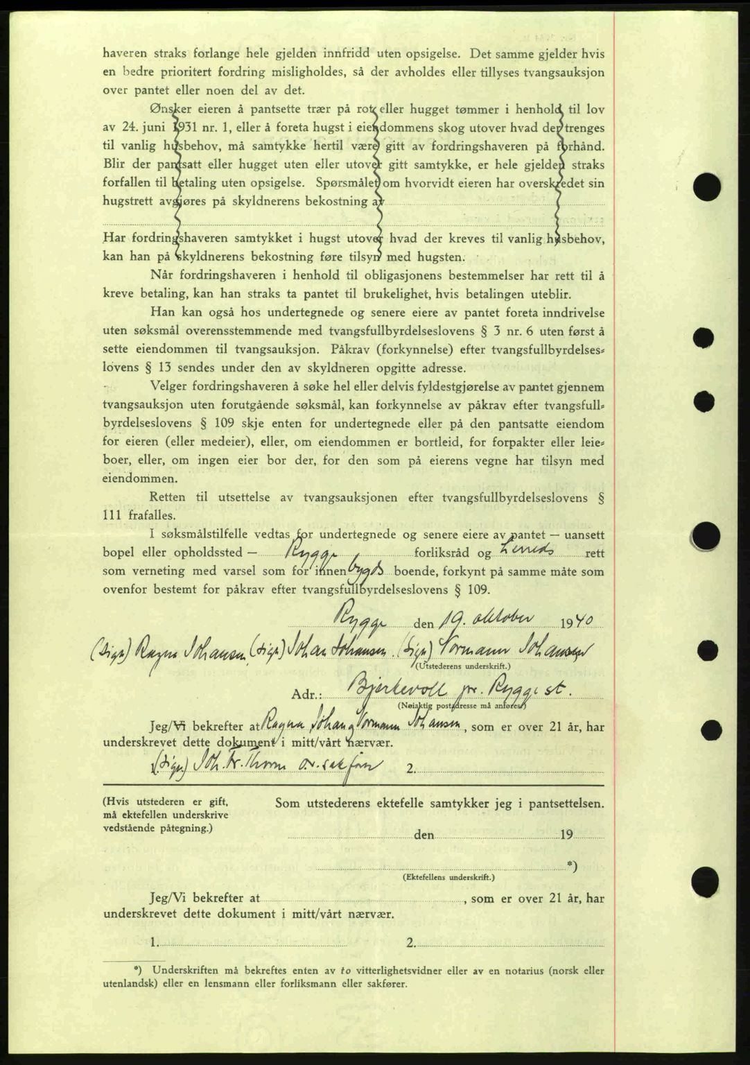 Moss sorenskriveri, SAO/A-10168: Mortgage book no. B10, 1940-1941, Diary no: : 1392/1940