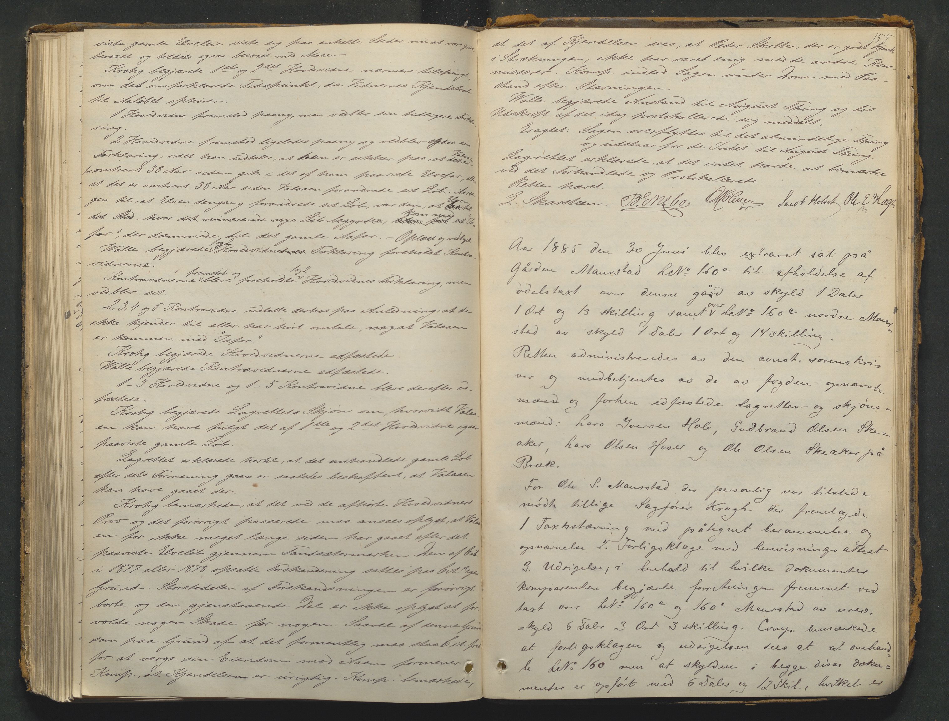 Nord-Gudbrandsdal tingrett, AV/SAH-TING-002/G/Gc/Gcb/L0004: Ekstrarettsprotokoll for åstedssaker, 1876-1887, p. 154b-155a