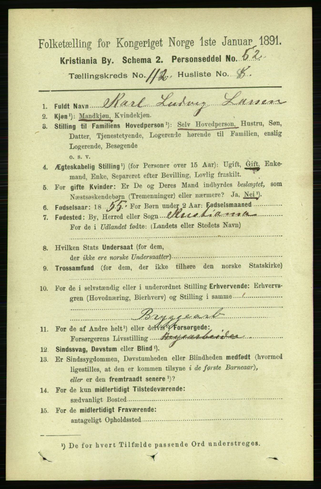 RA, 1891 census for 0301 Kristiania, 1891, p. 59406