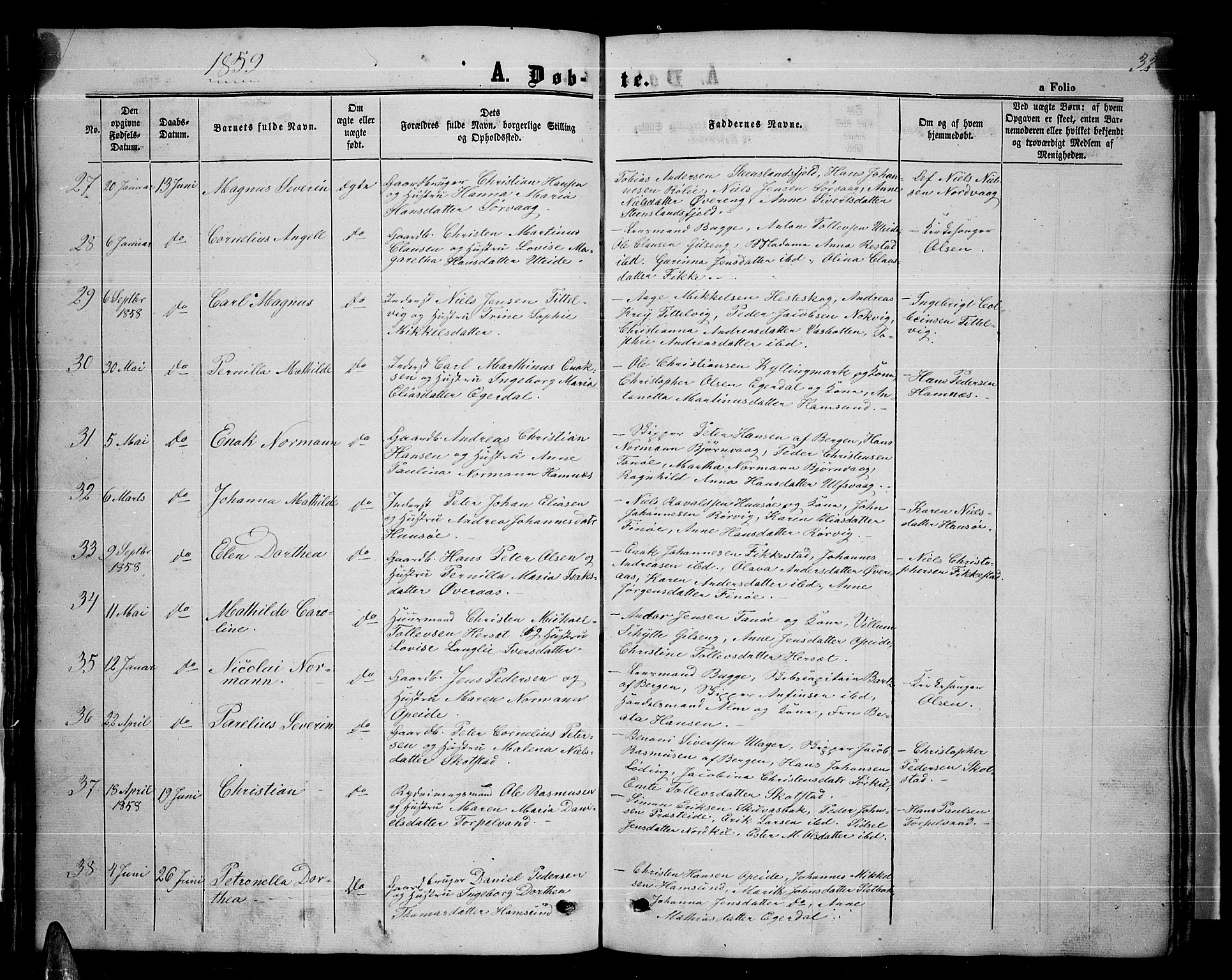 Ministerialprotokoller, klokkerbøker og fødselsregistre - Nordland, AV/SAT-A-1459/859/L0857: Parish register (copy) no. 859C03, 1854-1873, p. 32