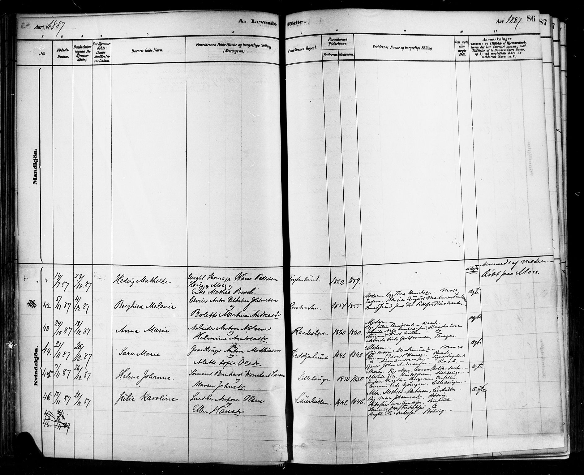 Rygge prestekontor Kirkebøker, AV/SAO-A-10084b/F/Fa/L0007: Parish register (official) no. 7, 1878-1904, p. 86