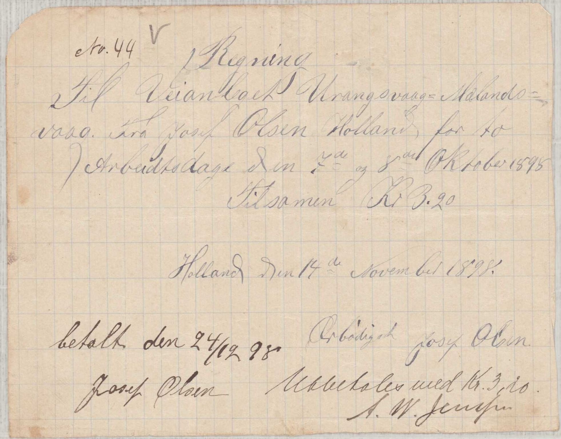 Finnaas kommune. Formannskapet, IKAH/1218a-021/E/Ea/L0002/0001: Rekneskap for veganlegg / Rekneskap for veganlegget Urangsvåg - Mælandsvåg, 1898-1900, p. 58