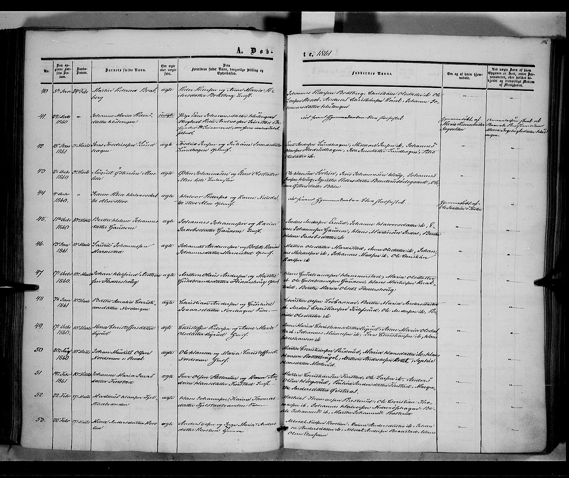 Vestre Toten prestekontor, SAH/PREST-108/H/Ha/Haa/L0006: Parish register (official) no. 6, 1856-1861, p. 106