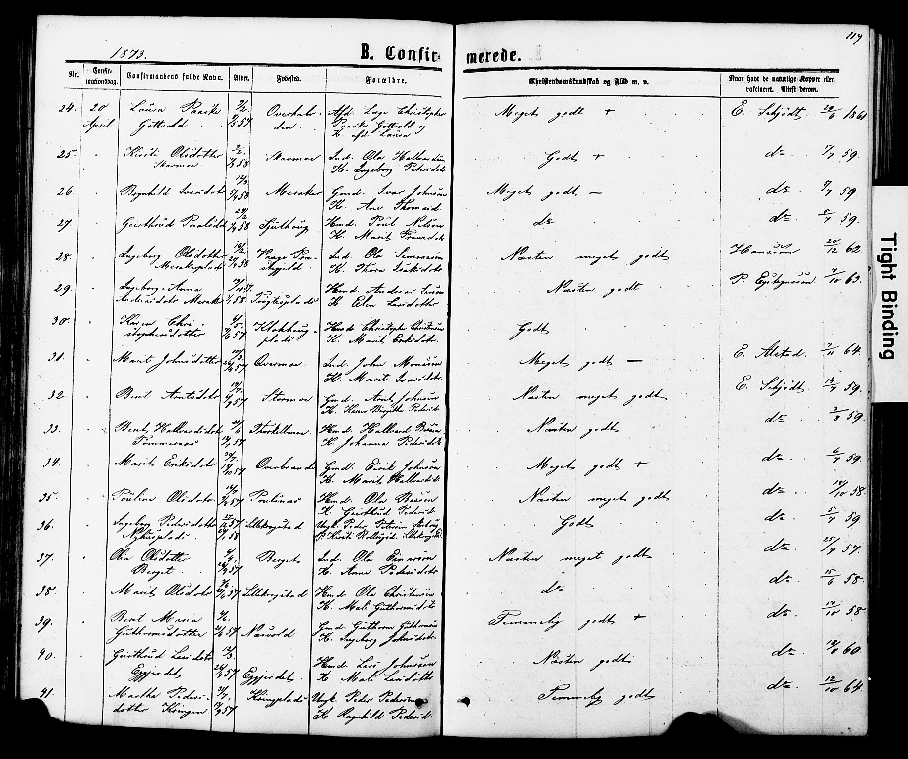 Ministerialprotokoller, klokkerbøker og fødselsregistre - Nord-Trøndelag, SAT/A-1458/706/L0049: Parish register (copy) no. 706C01, 1864-1895, p. 119