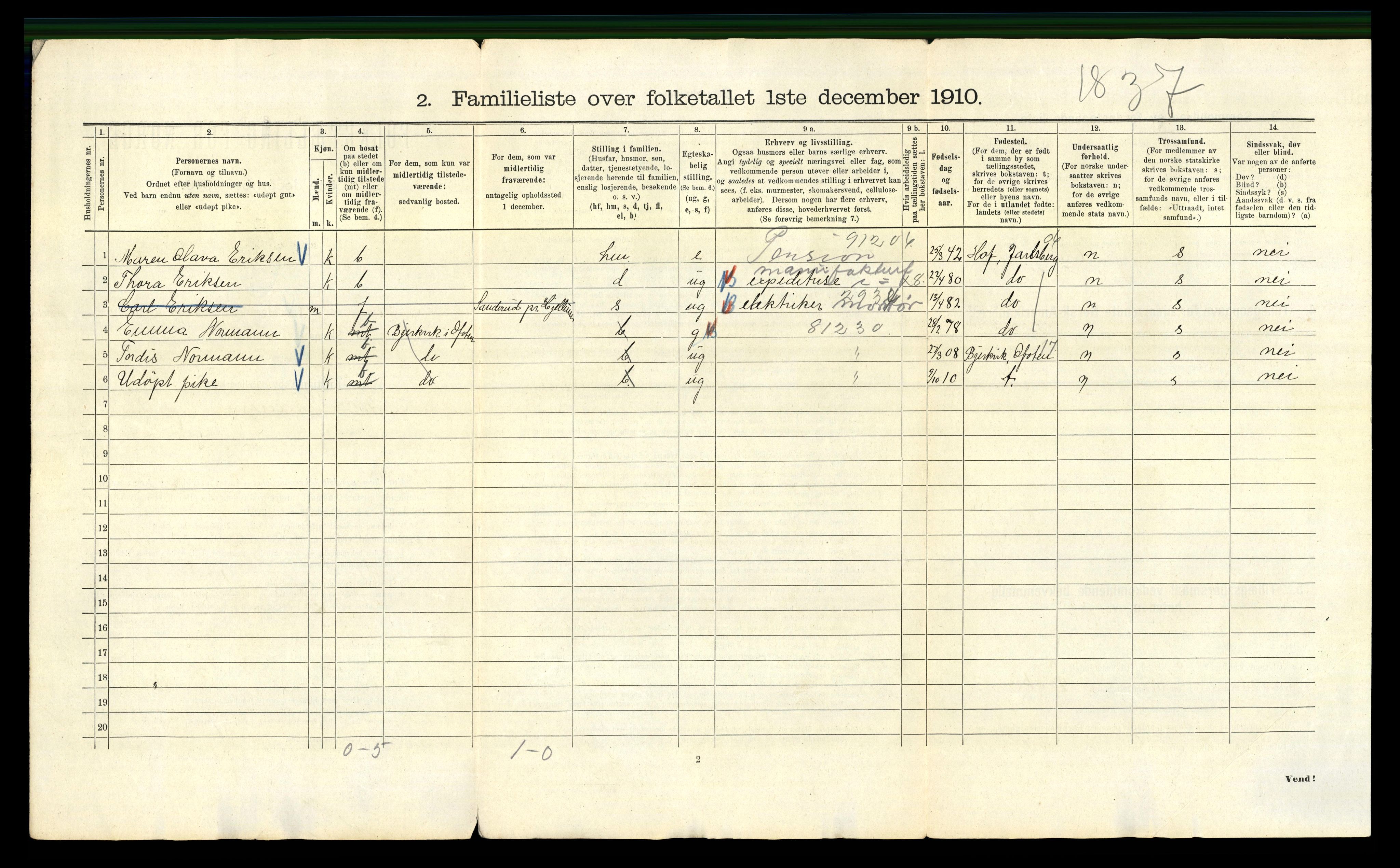 RA, 1910 census for Kristiania, 1910, p. 121306