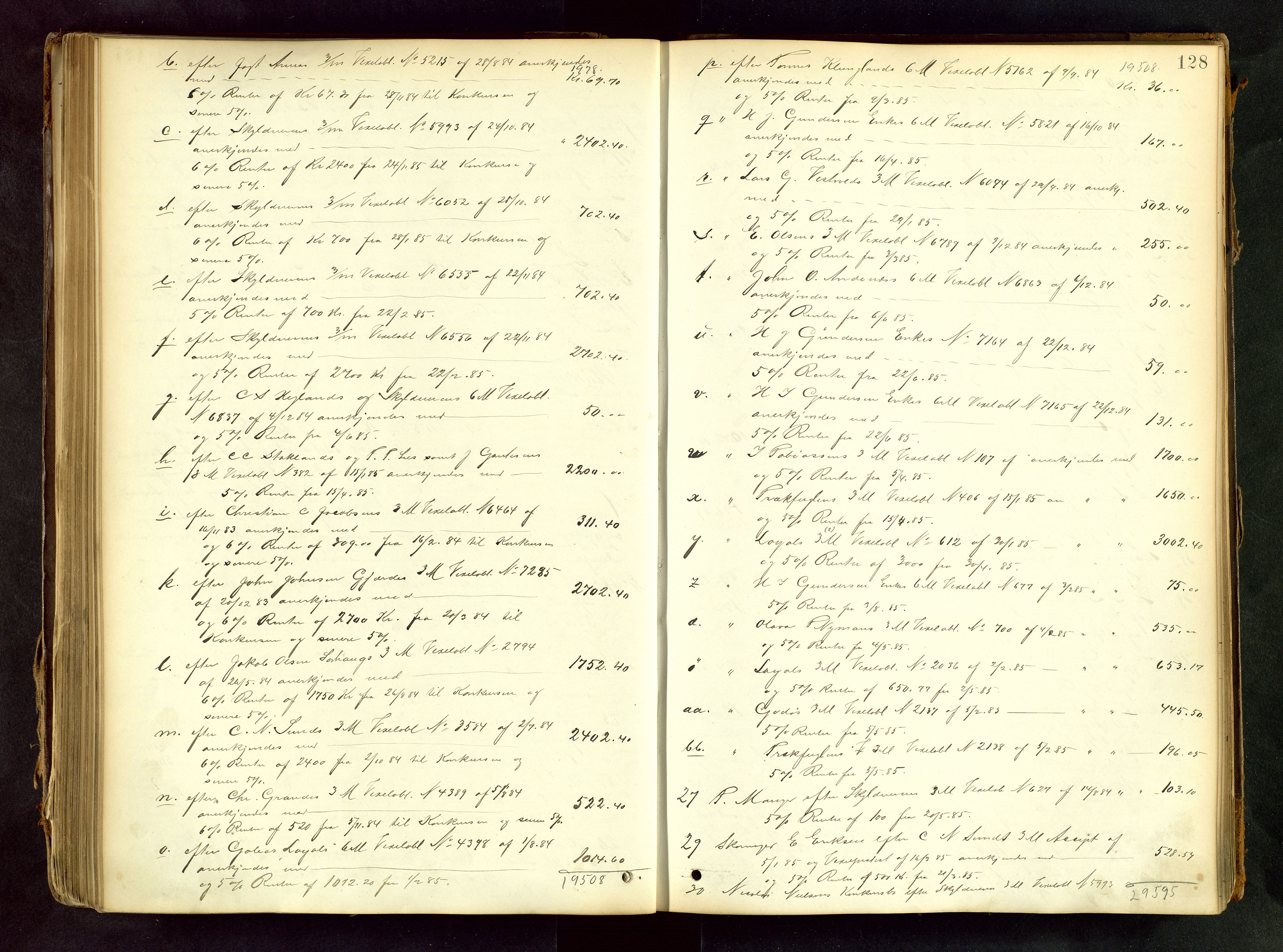 Haugesund tingrett, AV/SAST-A-101415/01/IV/IVA/L0004: Skifteprotokoll med register, 1883-1888, p. 127b-128a