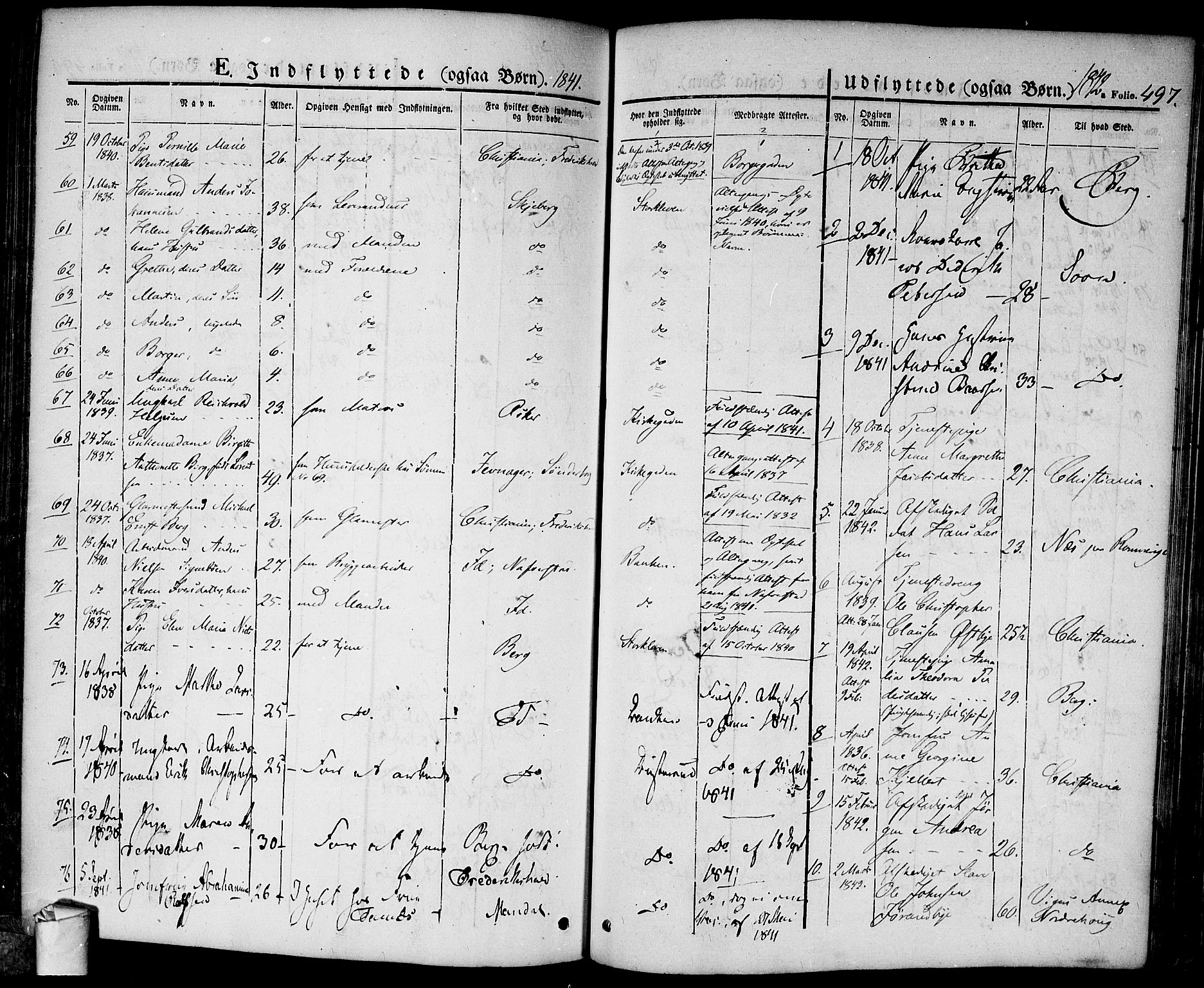 Halden prestekontor Kirkebøker, AV/SAO-A-10909/F/Fa/L0005: Parish register (official) no. I 5, 1834-1845, p. 497