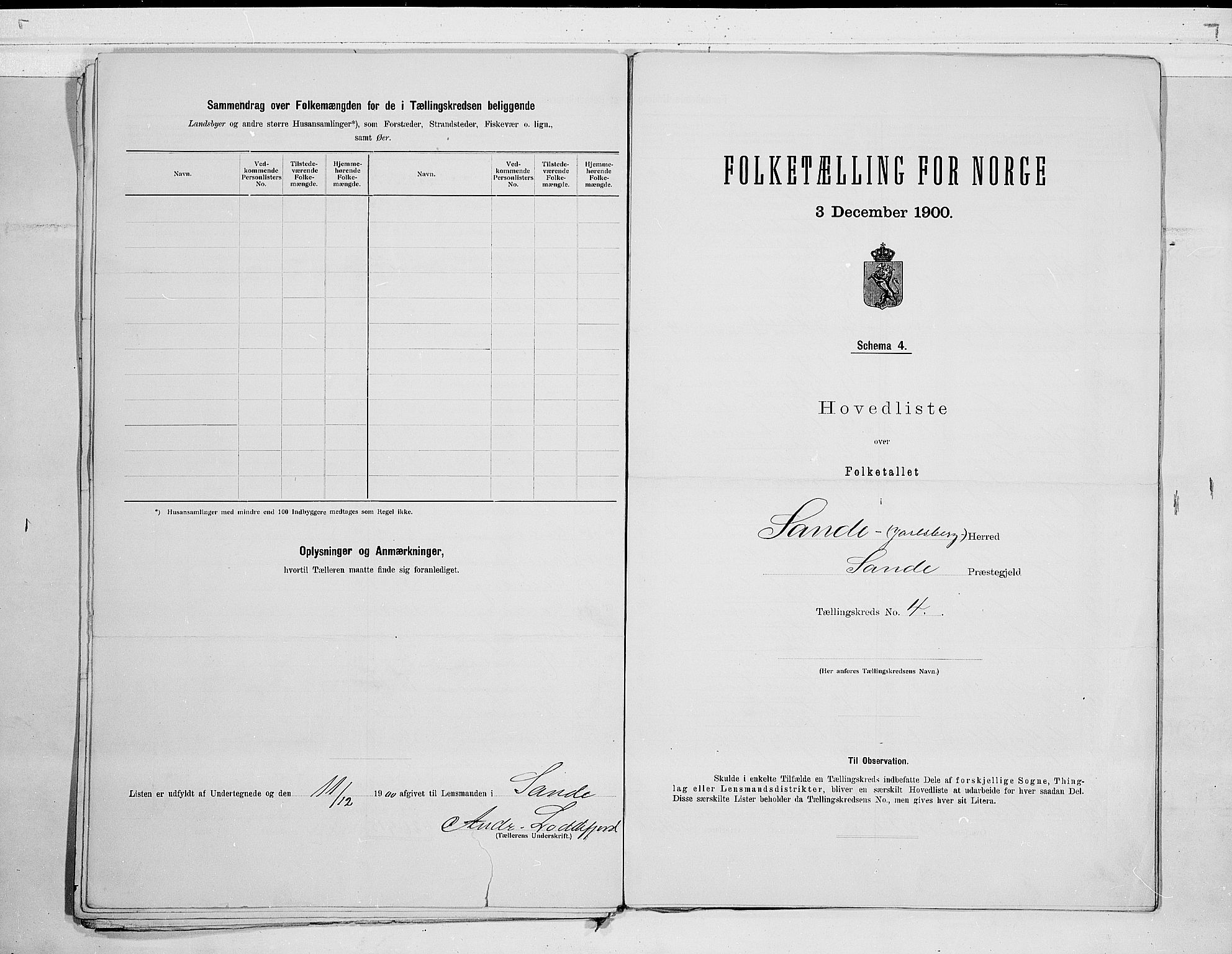 RA, 1900 census for Sande, 1900, p. 12